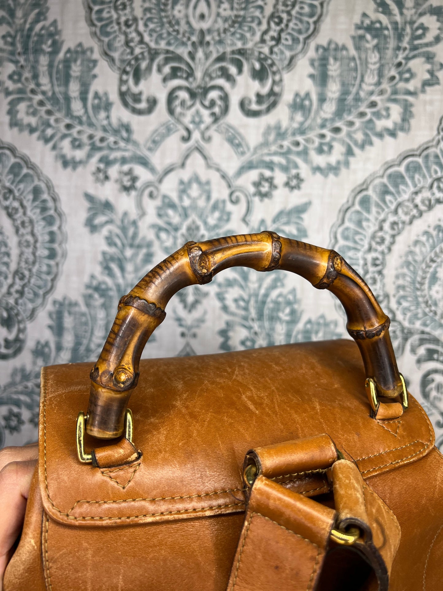 Gucci Bambo Brown Leather Backpack