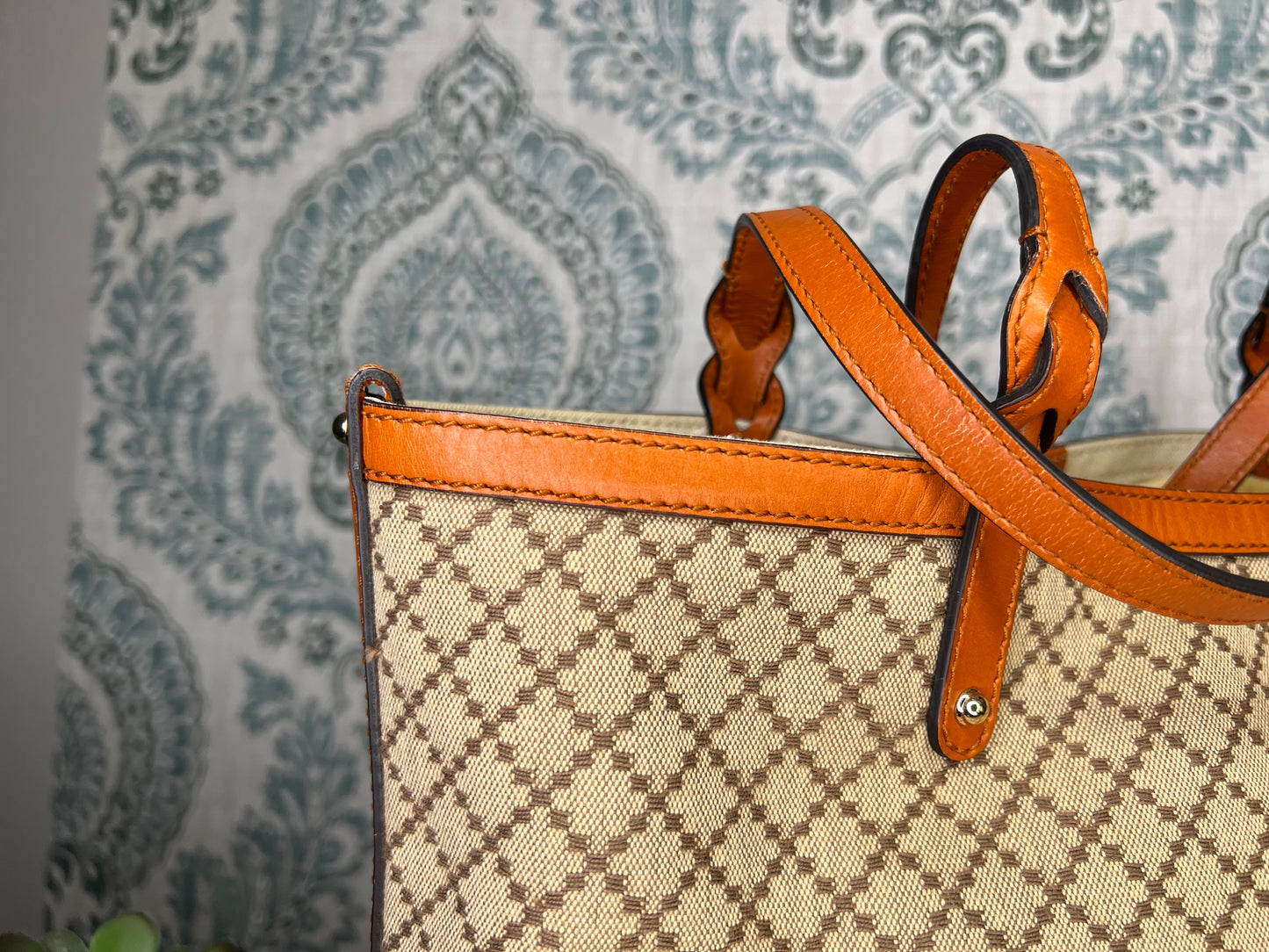 Gucci Diamante Orange Medium Tote with Pouch
