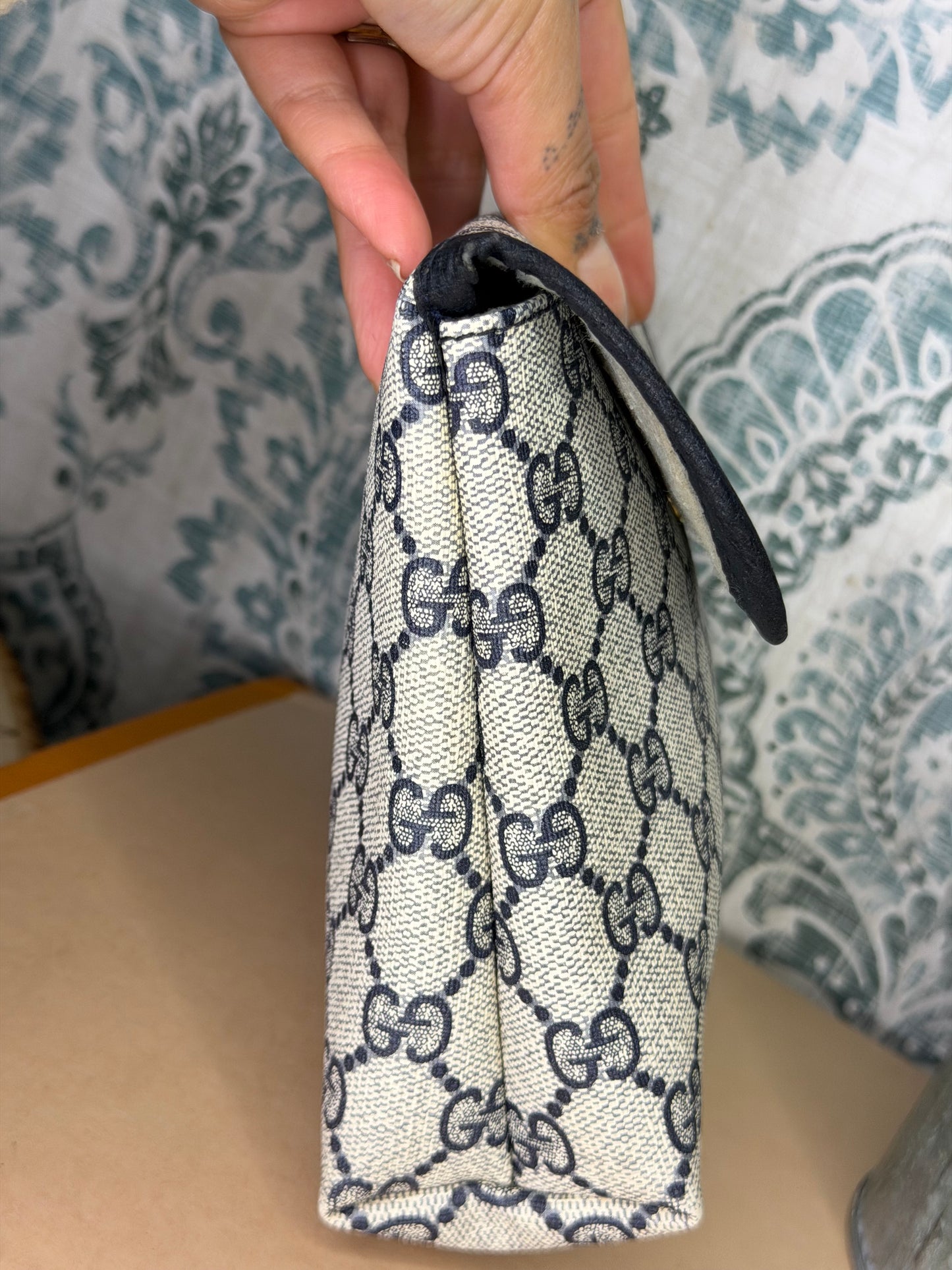 Gucci Supreme Navy Clutch
