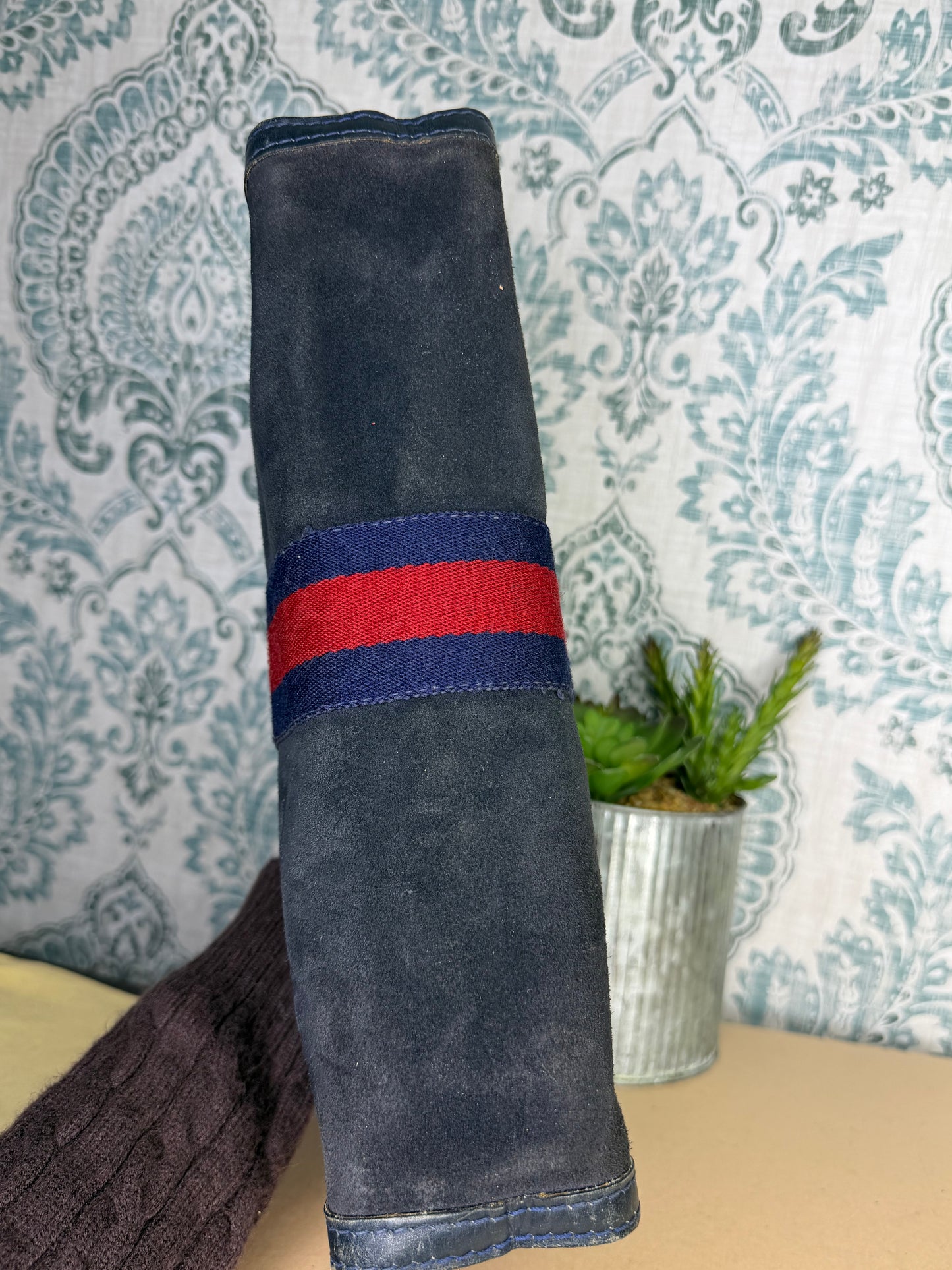 Gucci Black Suede Sherry Line Clutch