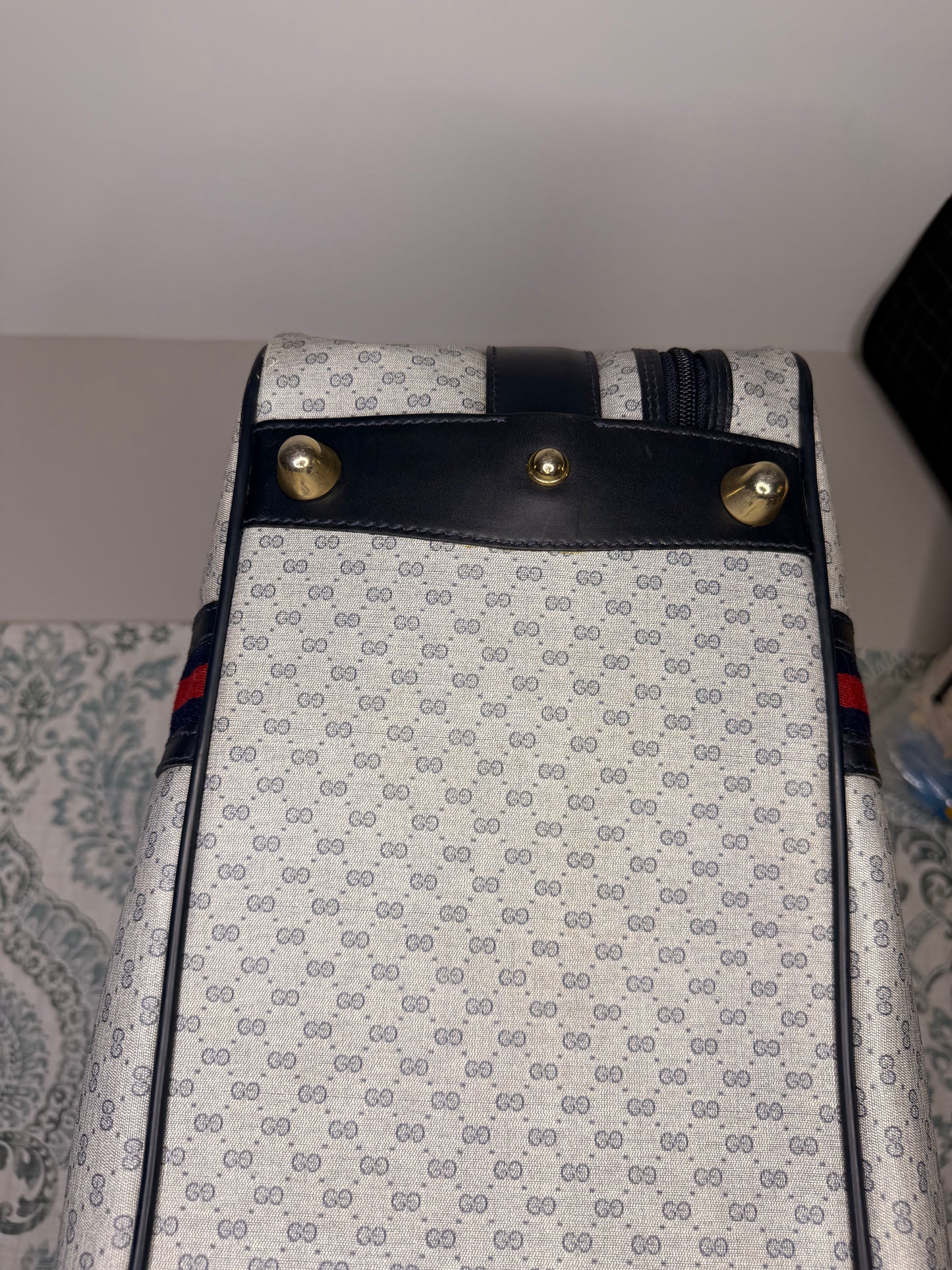 Gucci Navy Sherry Line Soft Suitcase