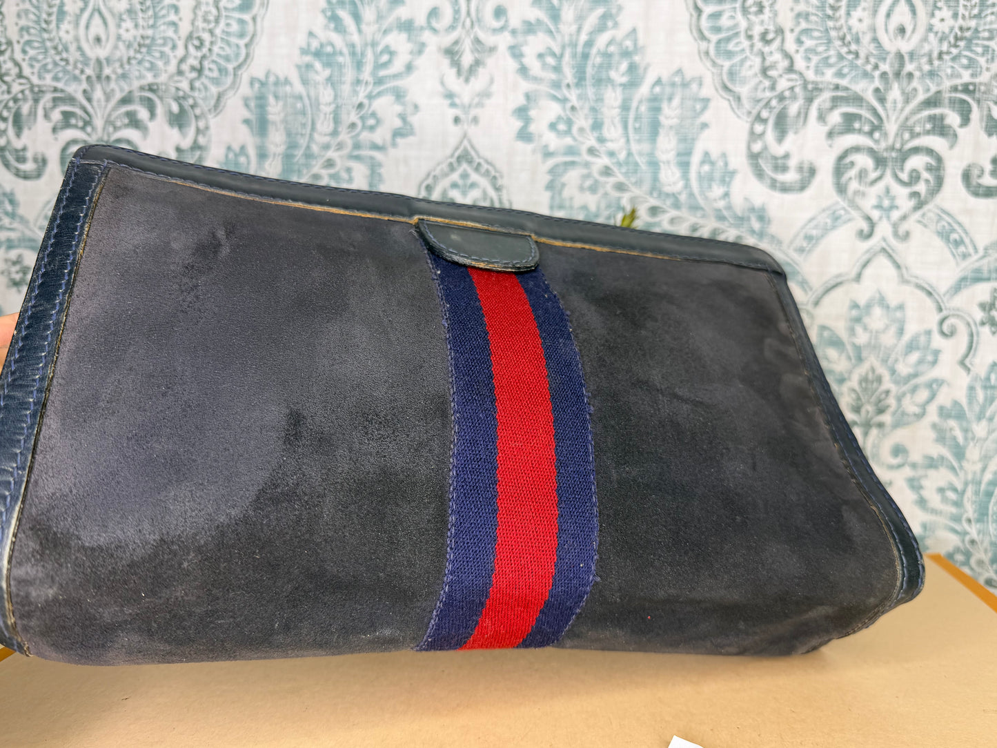 Gucci Black Suede Sherry Line Clutch