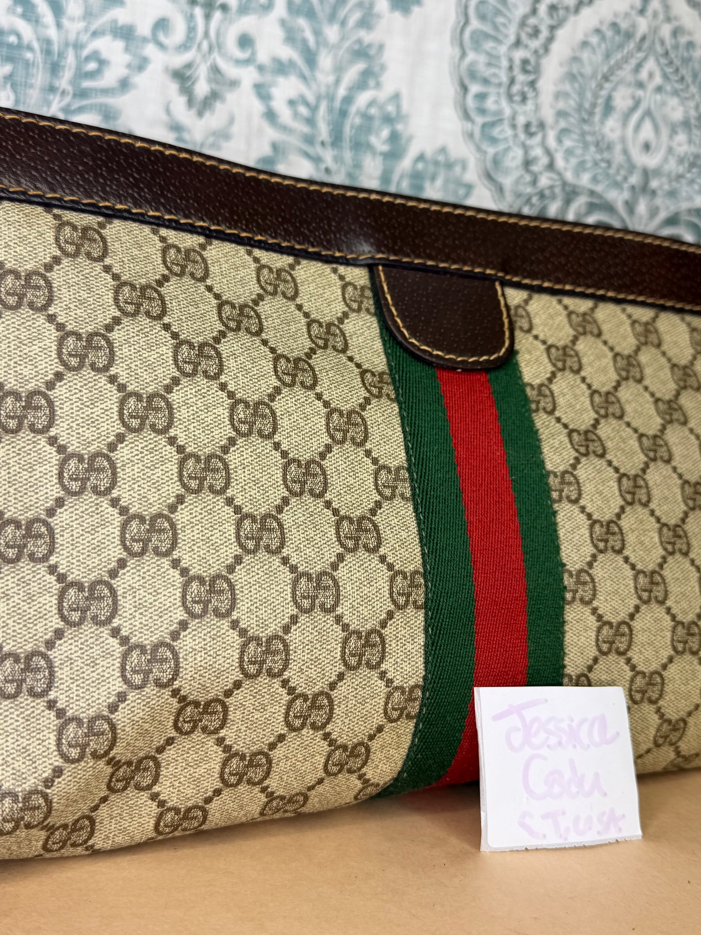 Gucci Supreme Brown Sherry Line Clutch (GG Parfums)