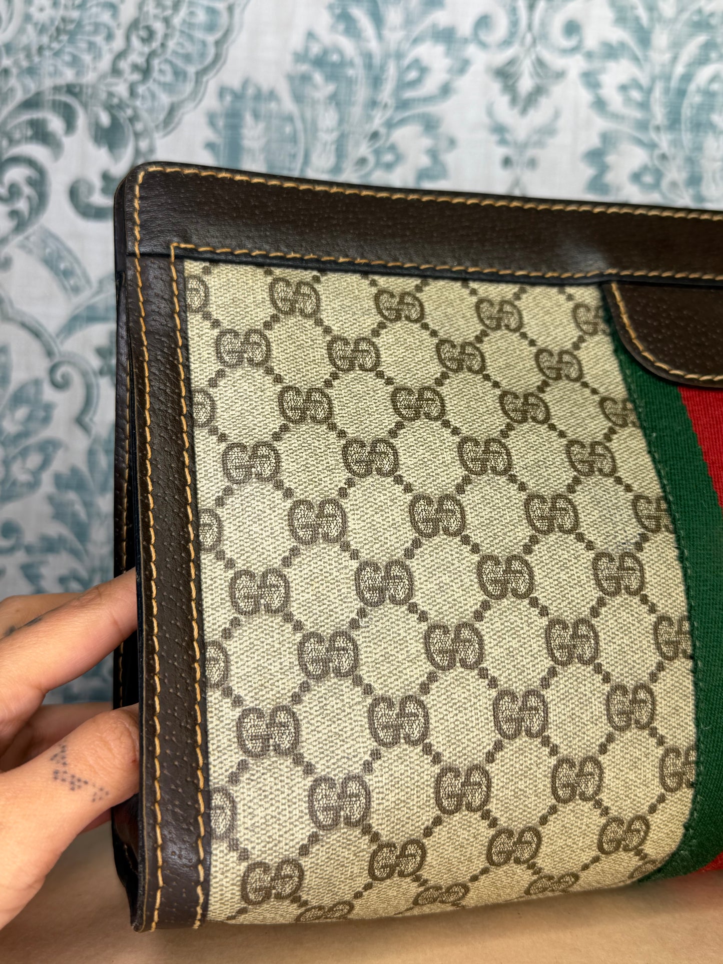 Gucci Supreme Brown Sherry Line Clutch (GG Parfums)