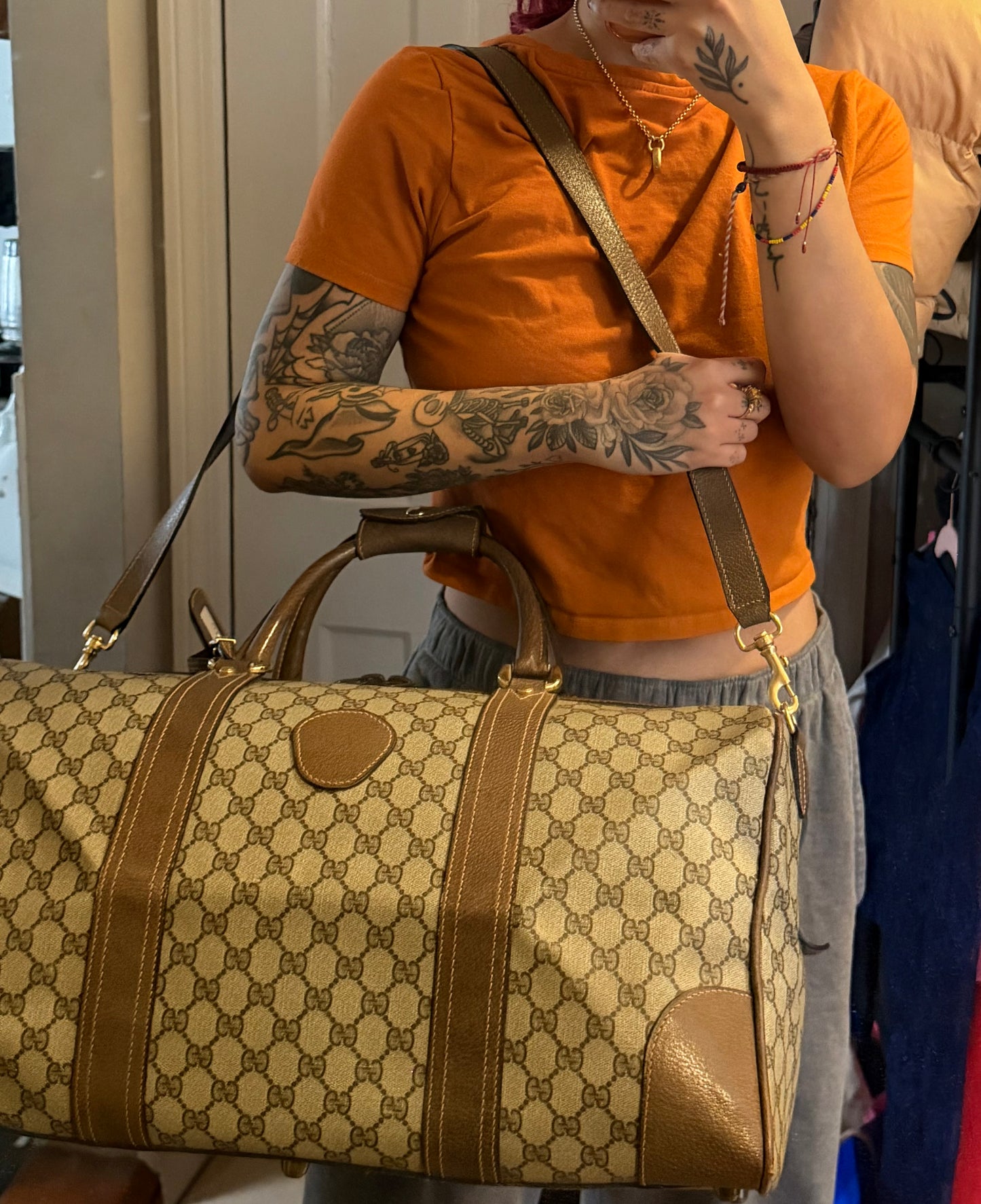 Gucci Vintage Supreme Duffle Bag with Shoulder Strap