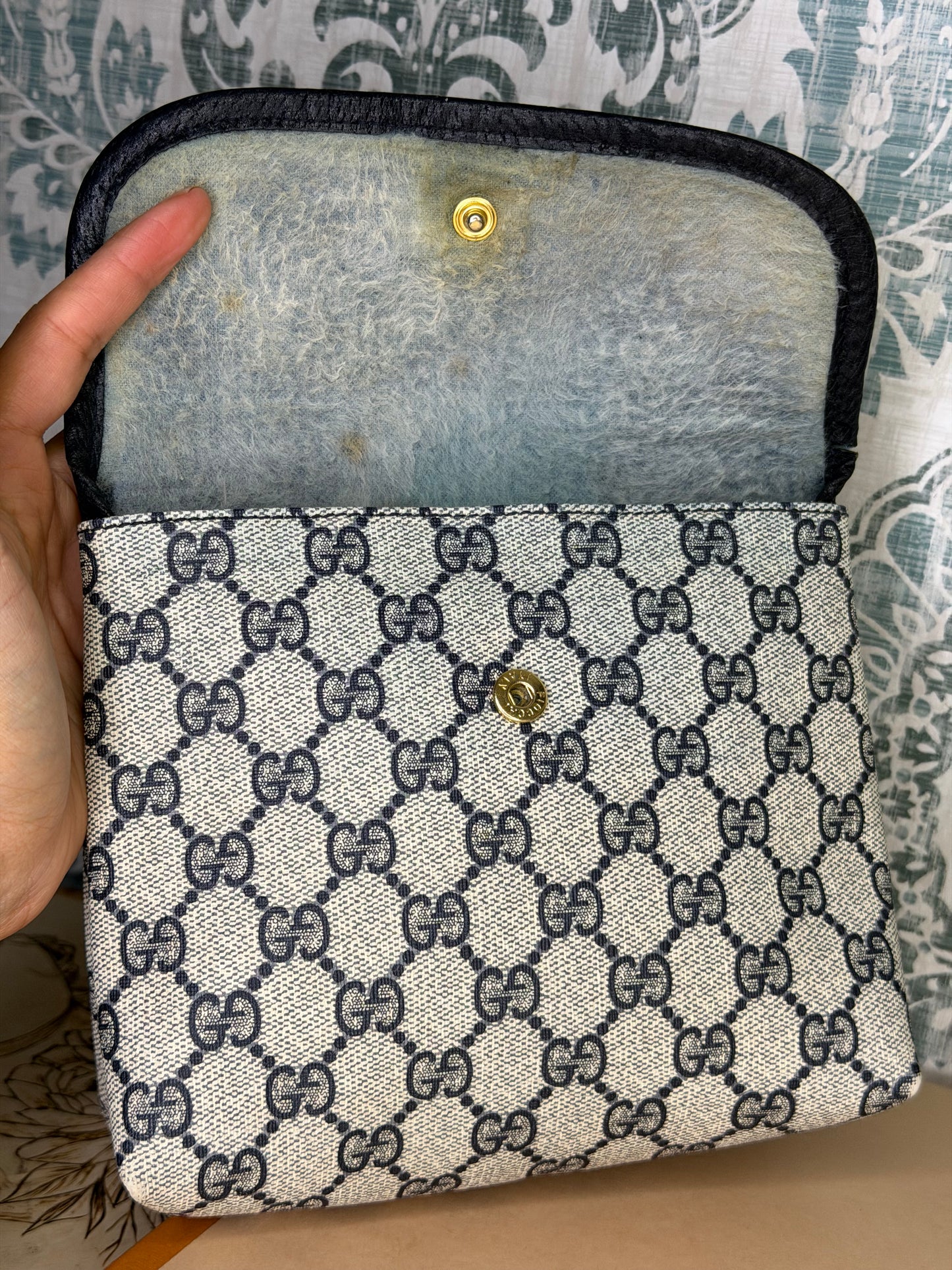 Gucci Supreme Navy Clutch