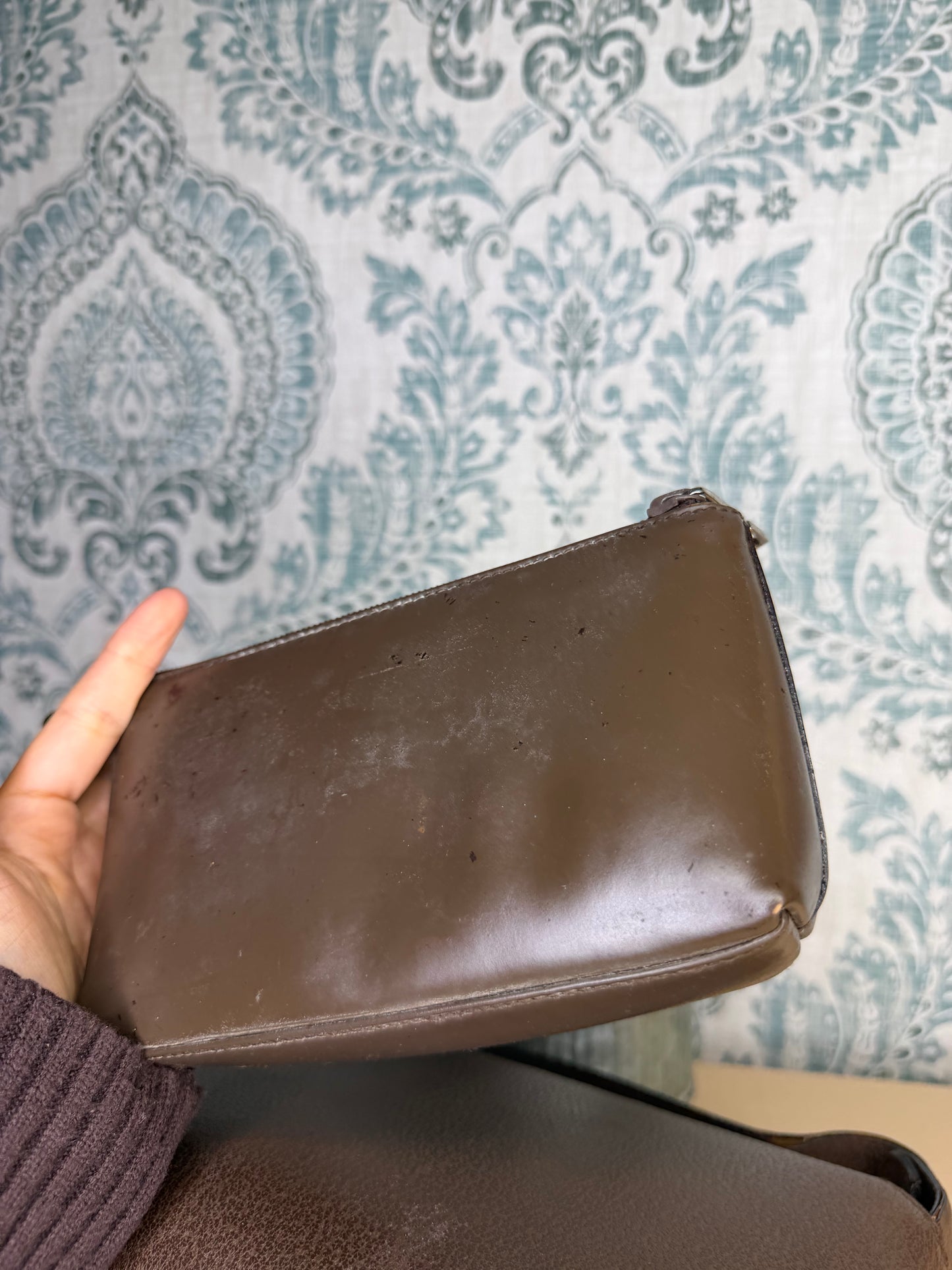 Gucci Vintage Brown Handbag with Pouch