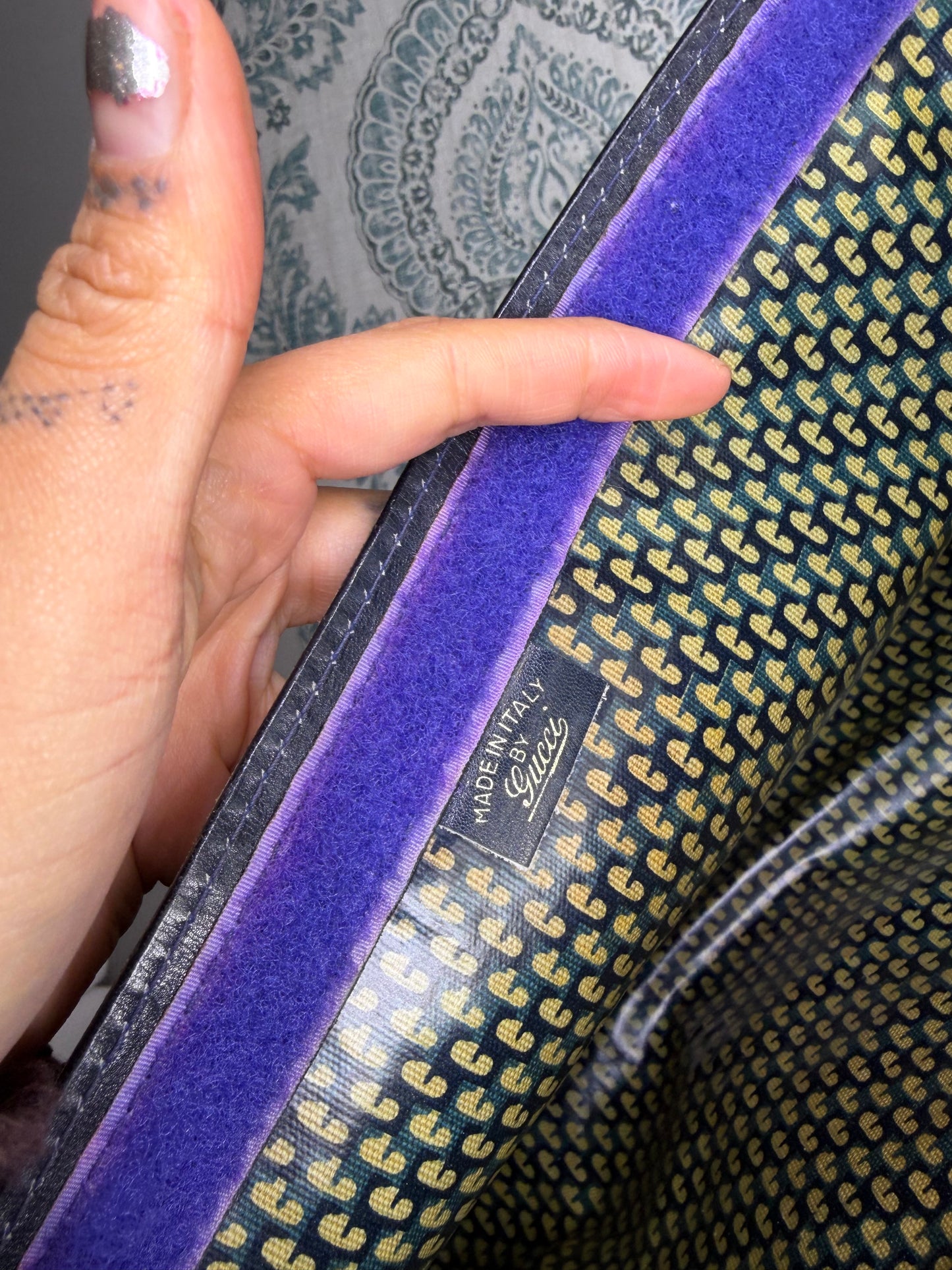 Gucci Black Suede Sherry Line Clutch