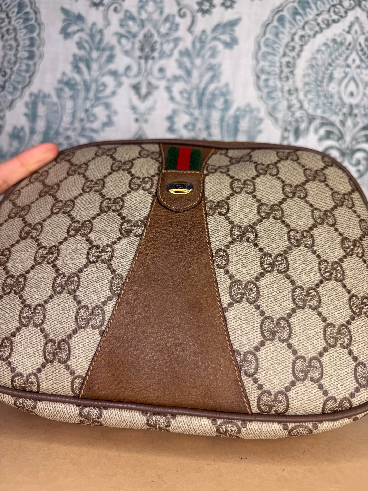 Gucci Supreme Sherry Line Wristlet Clutch