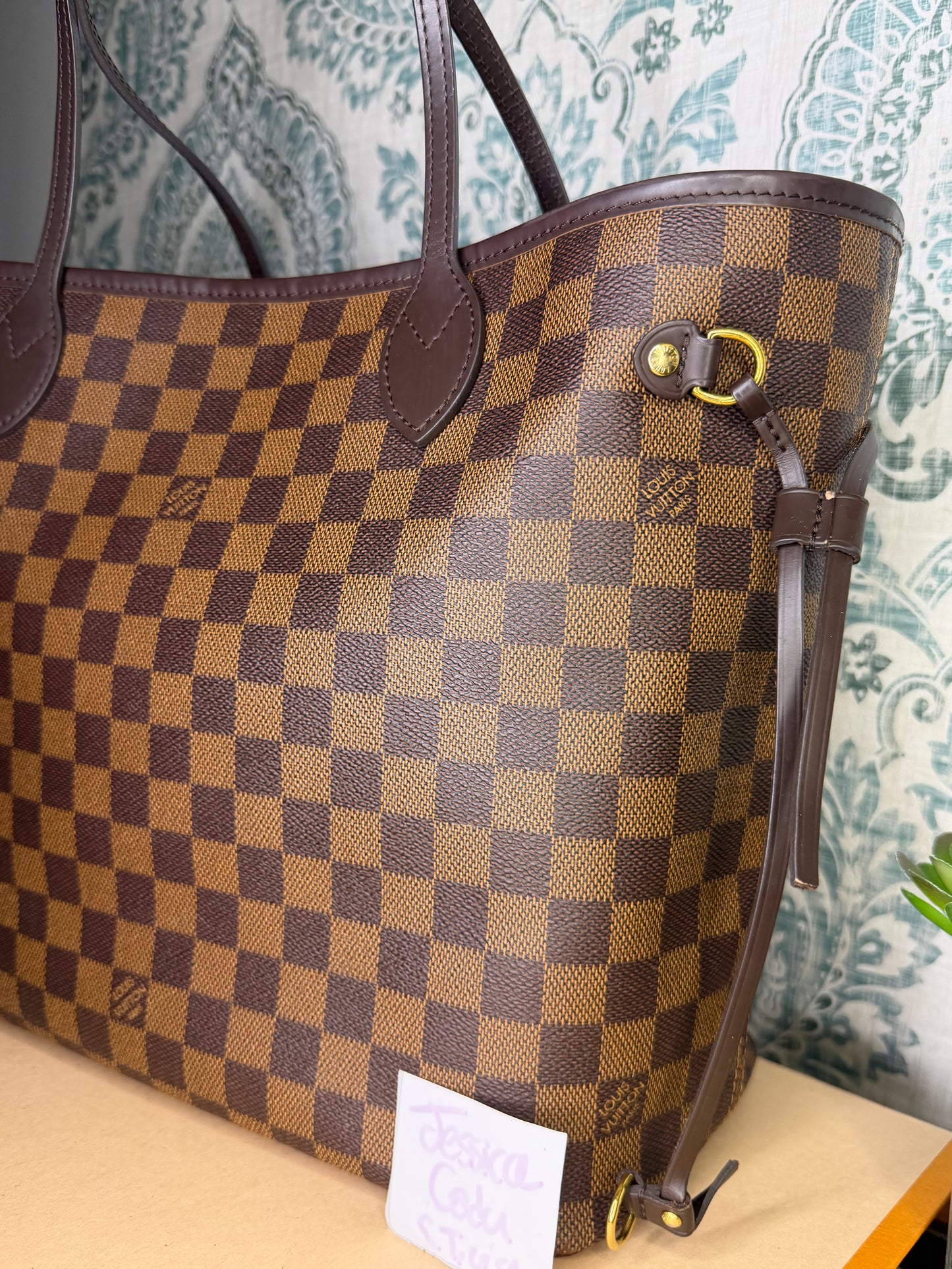 Louis Vuitton Damier Ebene Neverfull MM Rose Ballerine