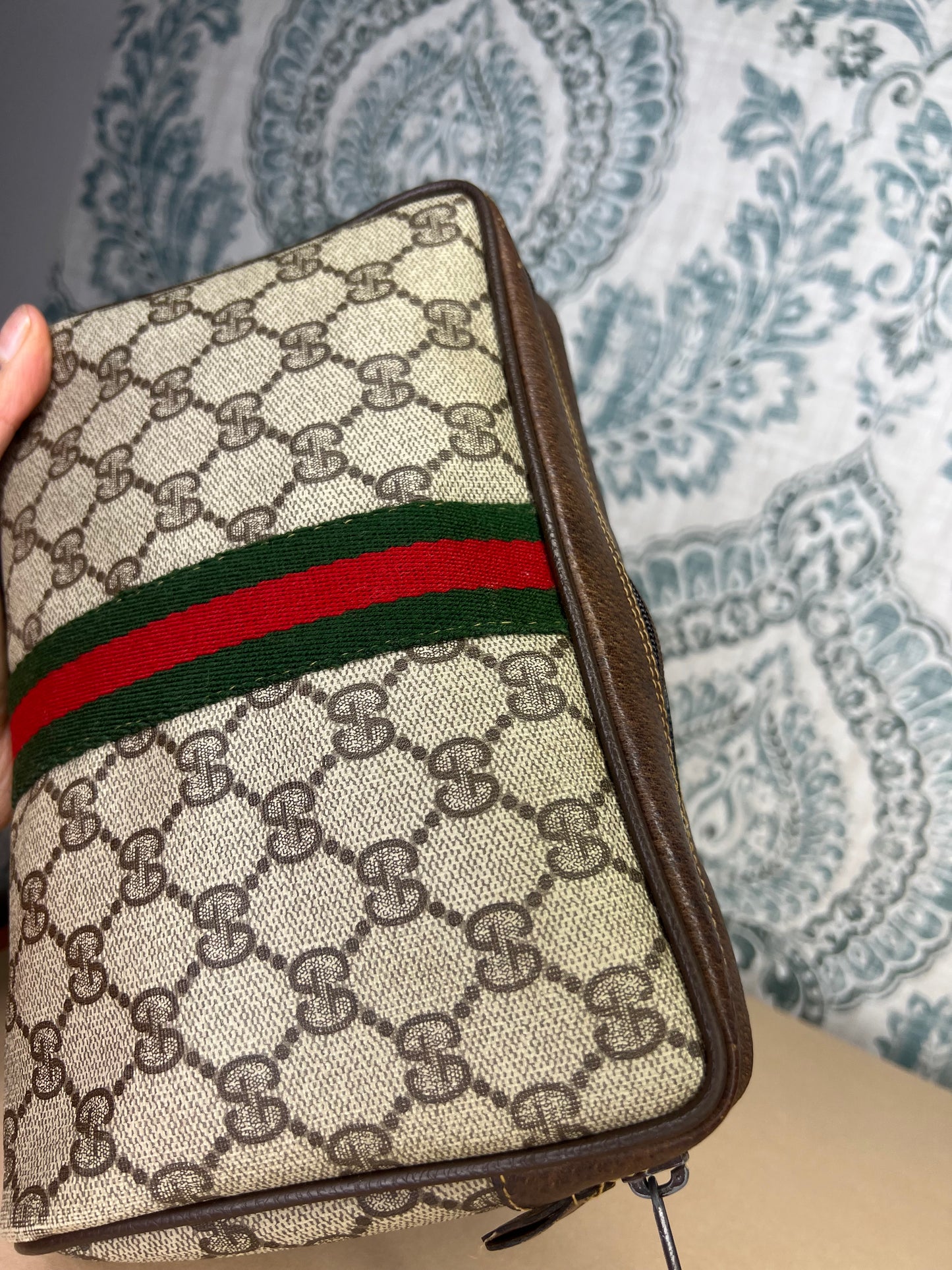 Gucci Supreme Brown Sherry Line Pouch