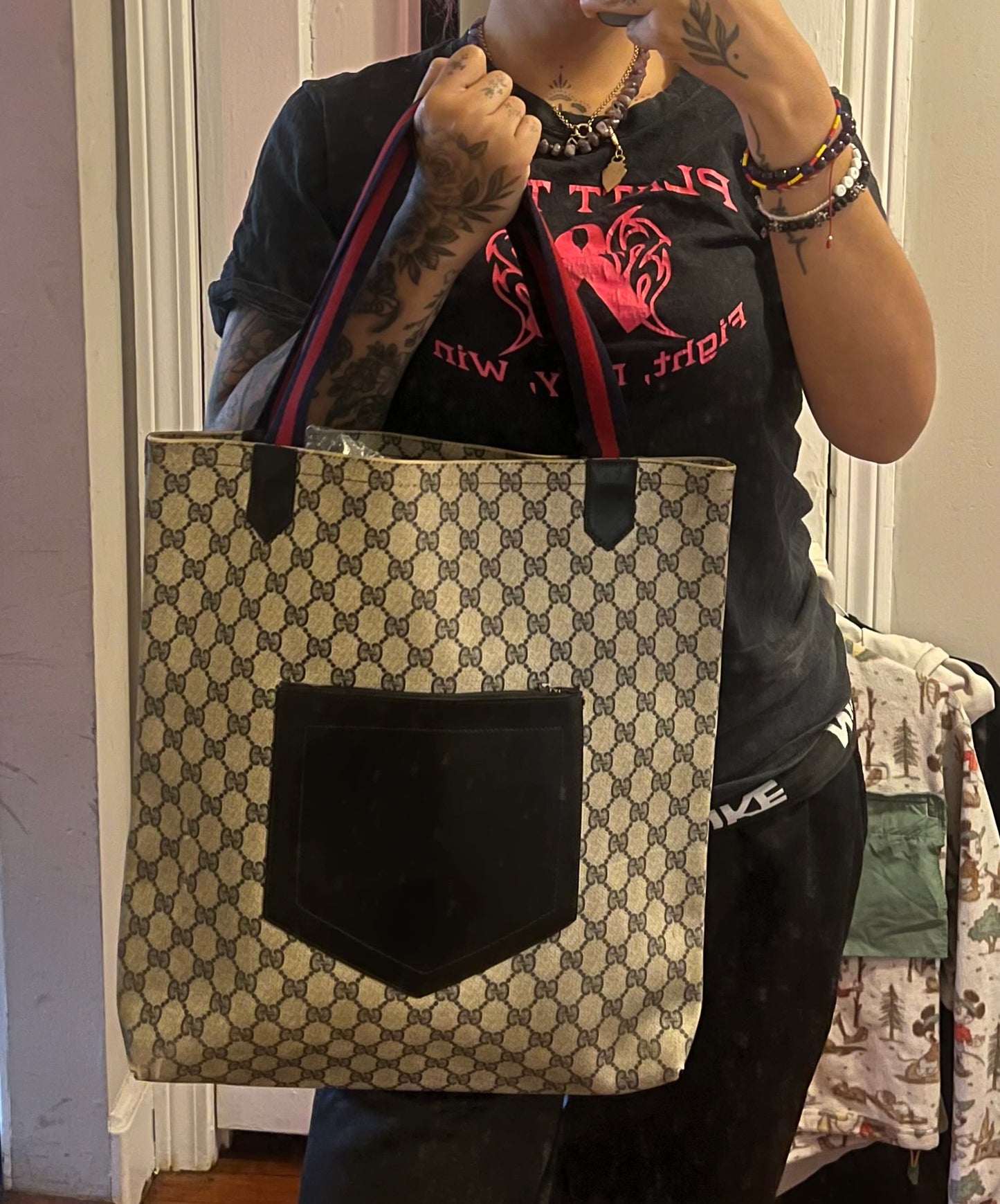 Navy Gucci Supreme Tote