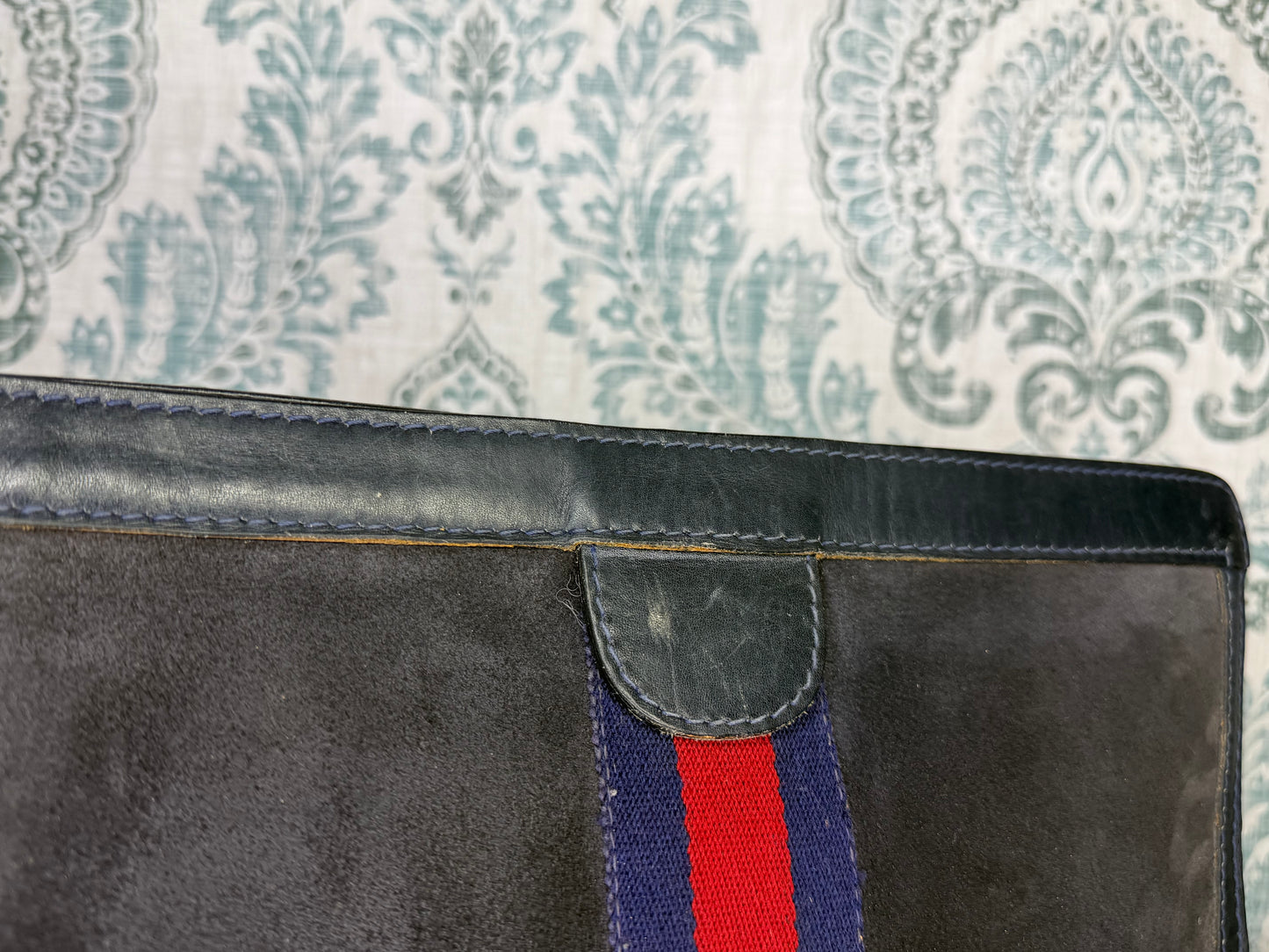 Gucci Black Suede Sherry Line Clutch