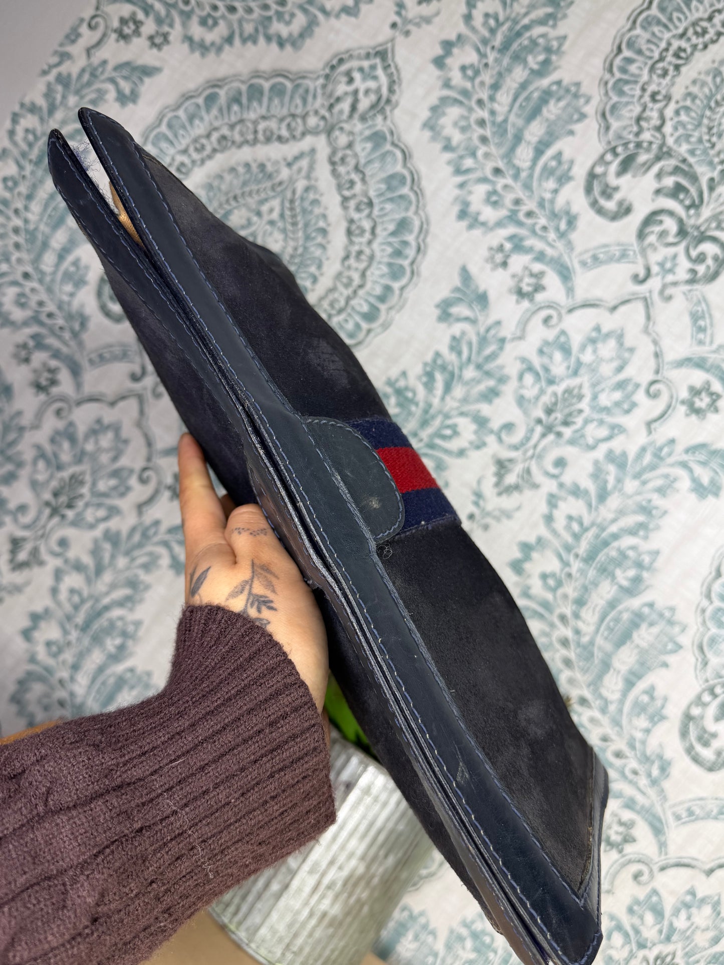 Gucci Black Suede Sherry Line Clutch