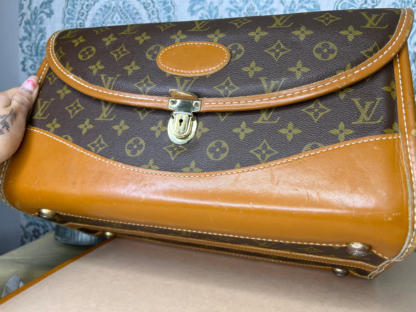 Louis Vuitton French Company Vintage Train Case / Cosmetic Case