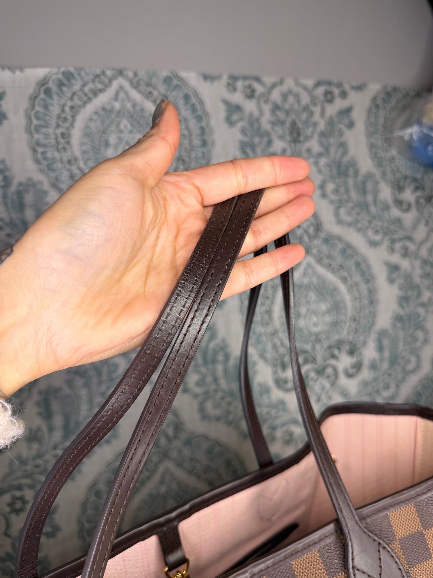 Louis Vuitton Damier Ebene Neverfull MM Rose Ballerine