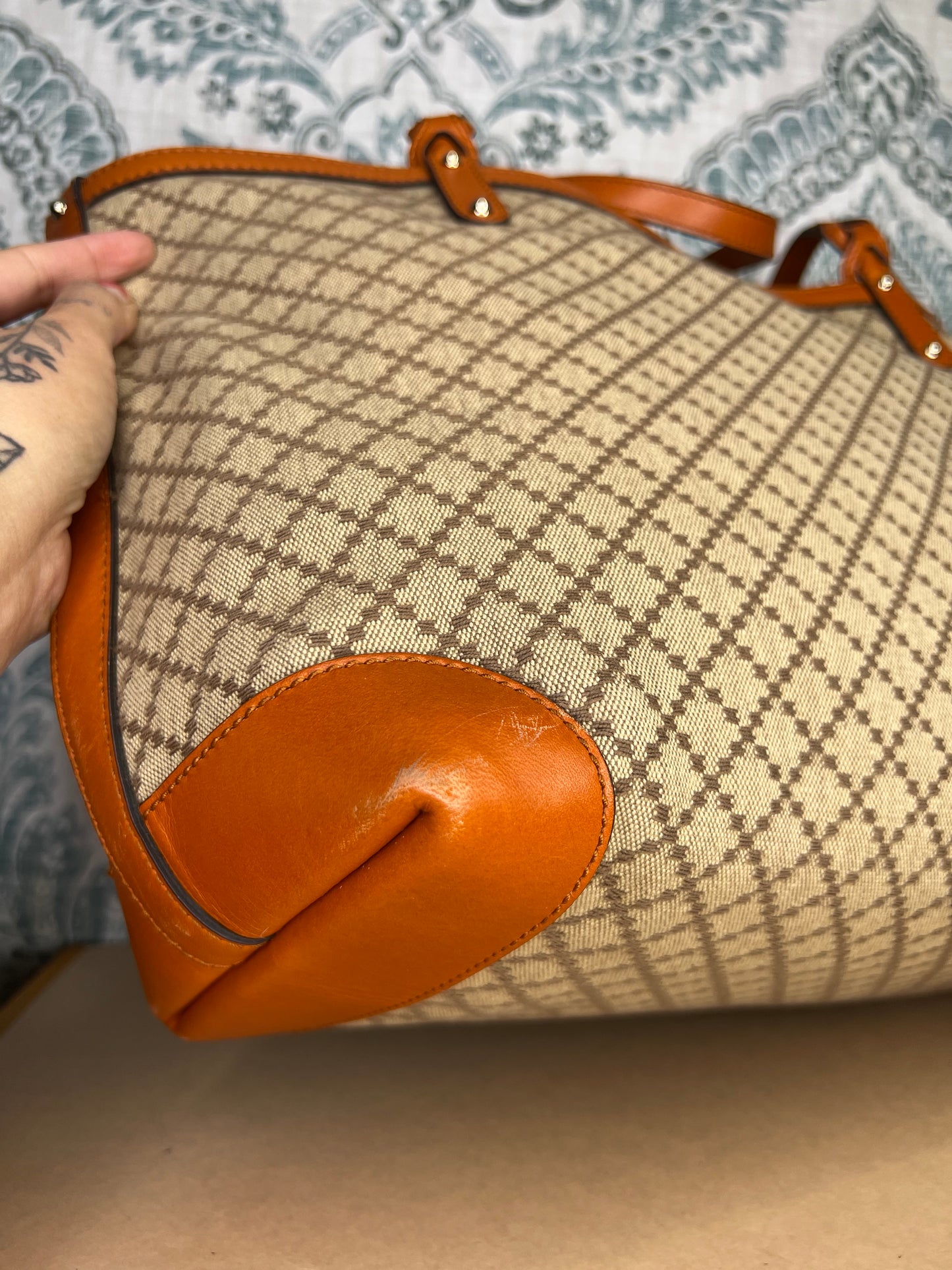 Gucci Diamante Orange Medium Tote with Pouch