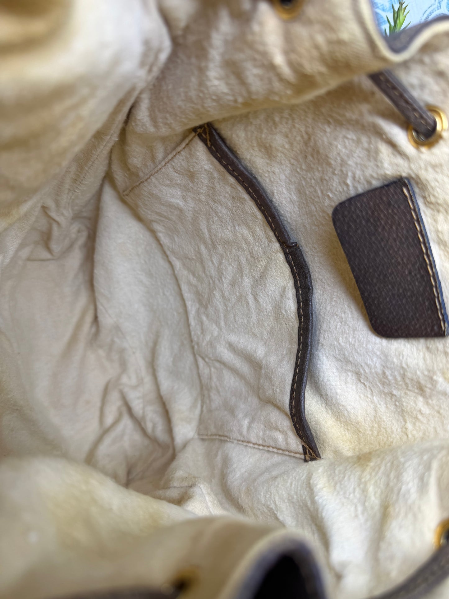 Gucci Canvas Sherry Line Drawstring Bucket Bag