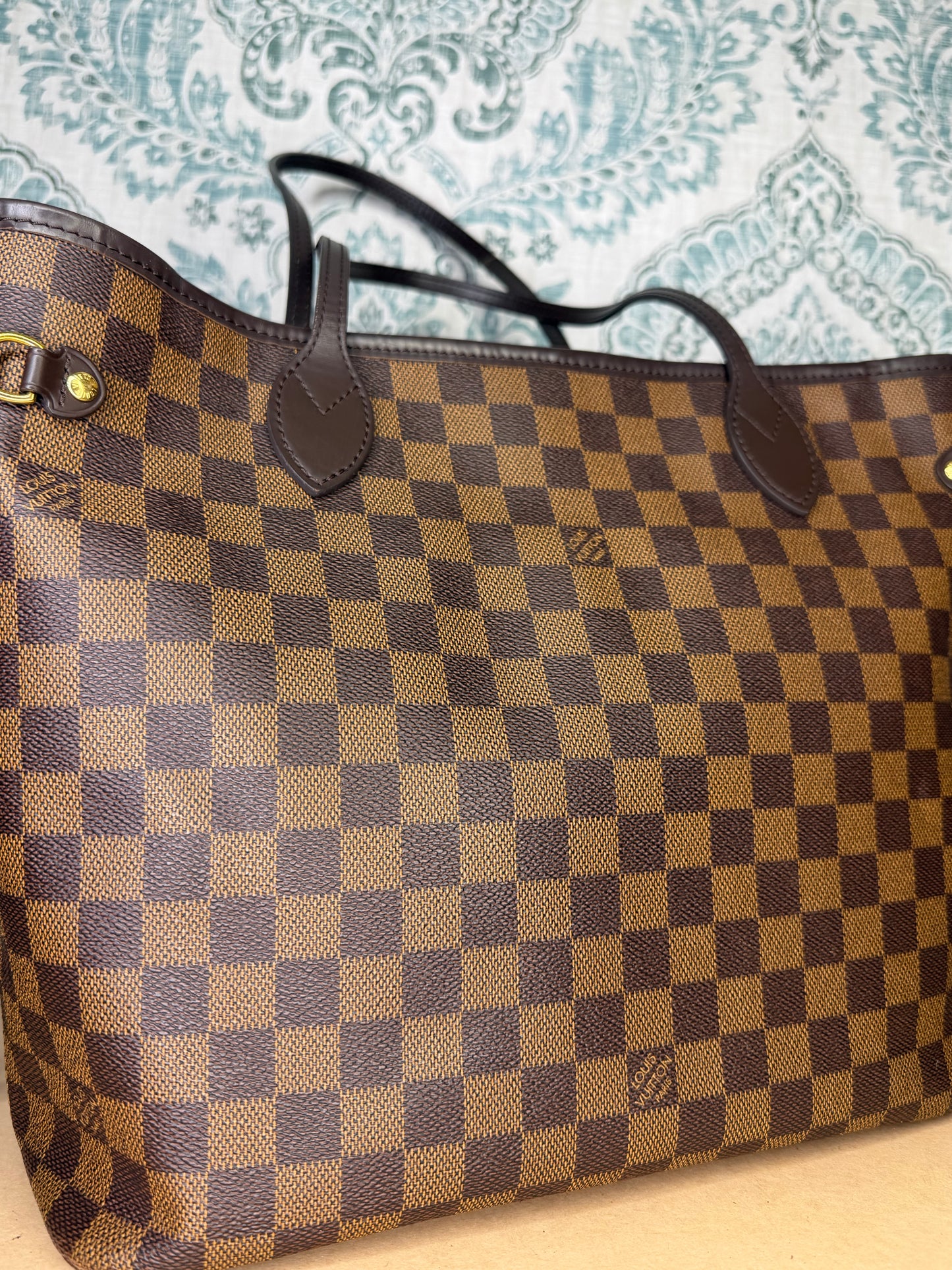 Louis Vuitton Damier Ebene Neverfull MM Rose Ballerine