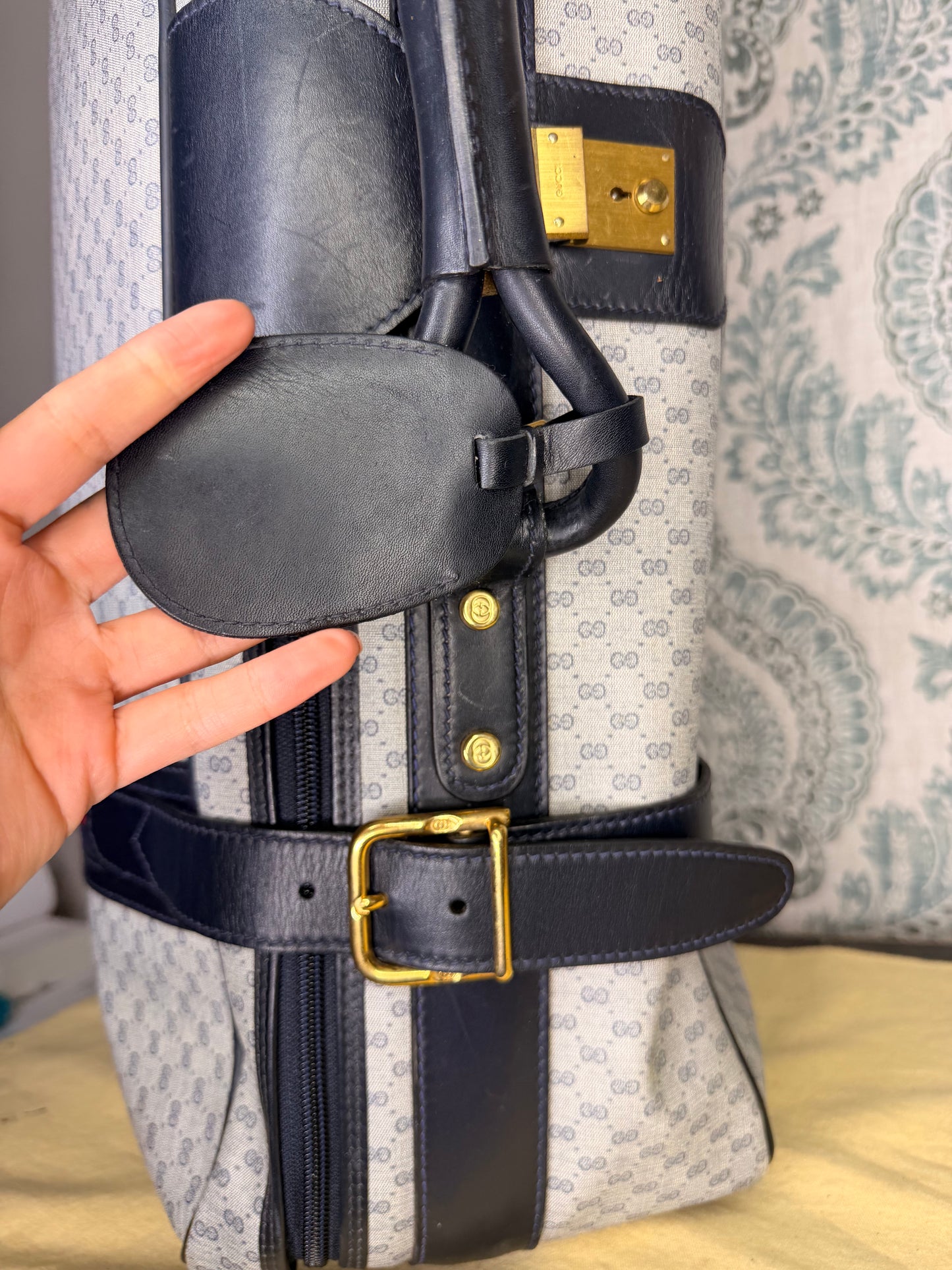 Gucci Navy Sherry Line Soft Suitcase