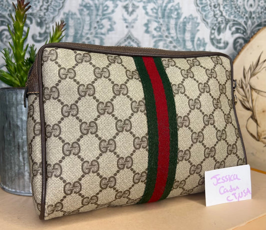 Gucci Supreme Brown Sherry Line Pouch