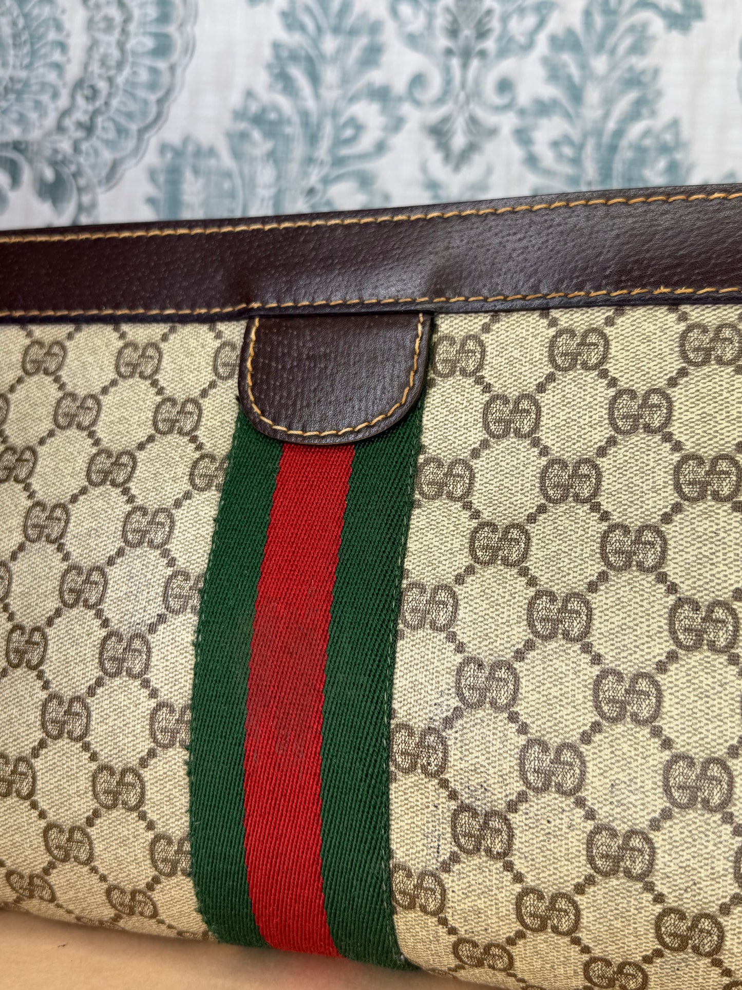 Gucci Supreme Brown Sherry Line Clutch (GG Parfums)