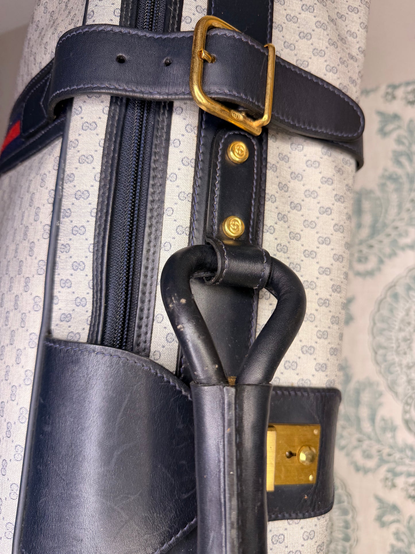 Gucci Navy Sherry Line Soft Suitcase