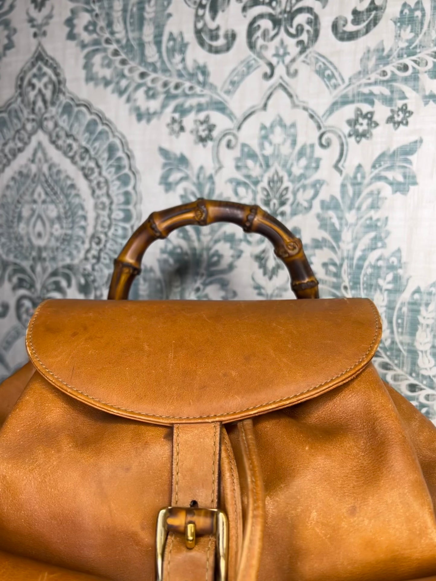 Gucci Bambo Brown Leather Backpack