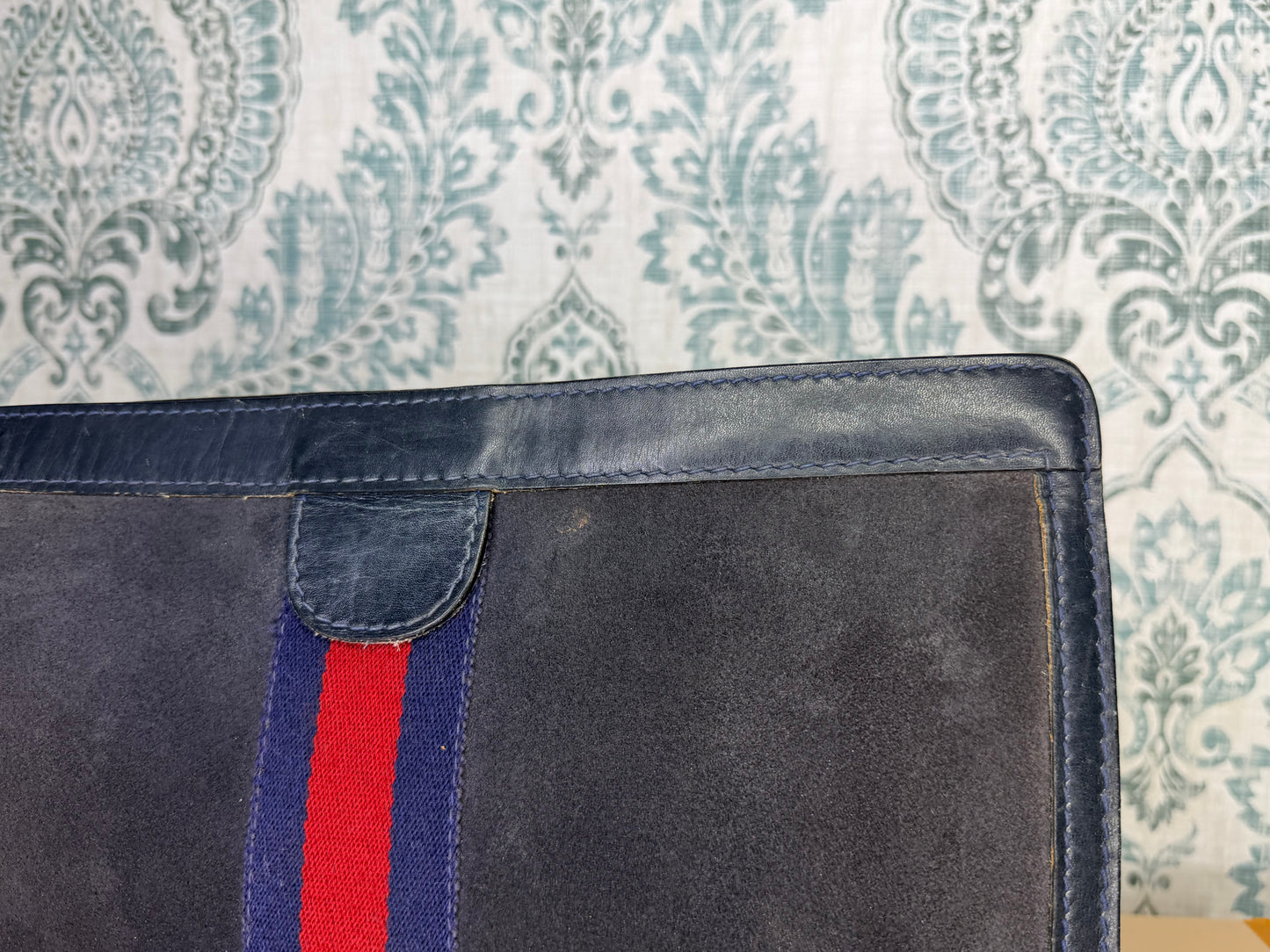 Gucci Black Suede Sherry Line Clutch