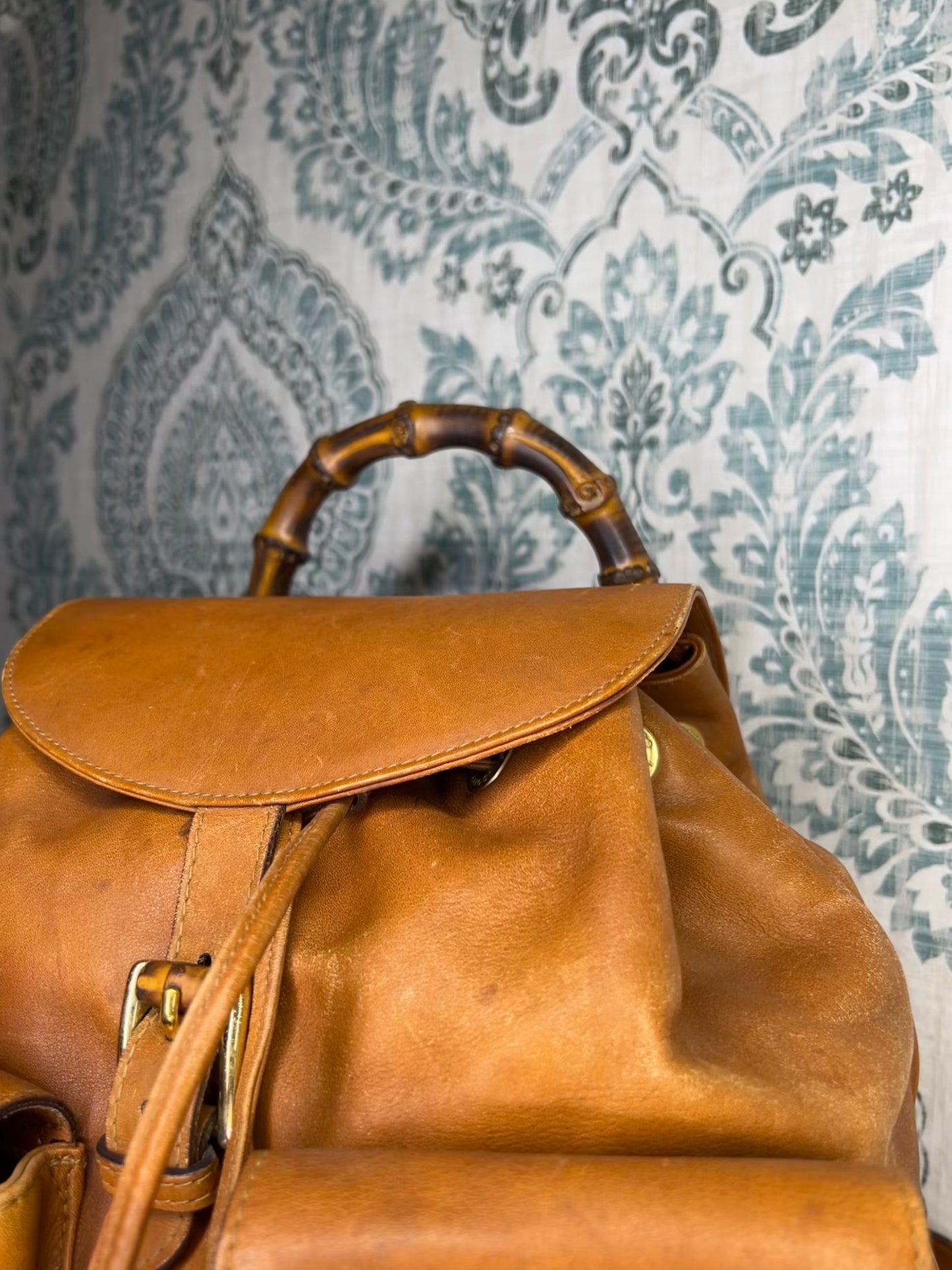 Gucci Bambo Brown Leather Backpack