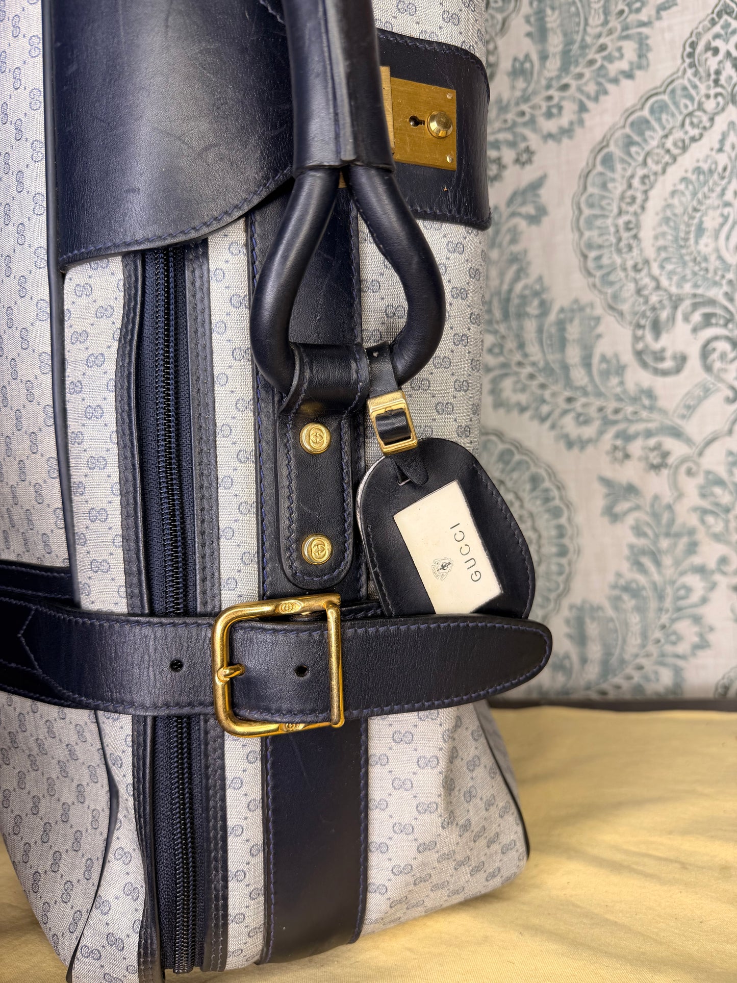 Gucci Navy Sherry Line Soft Suitcase
