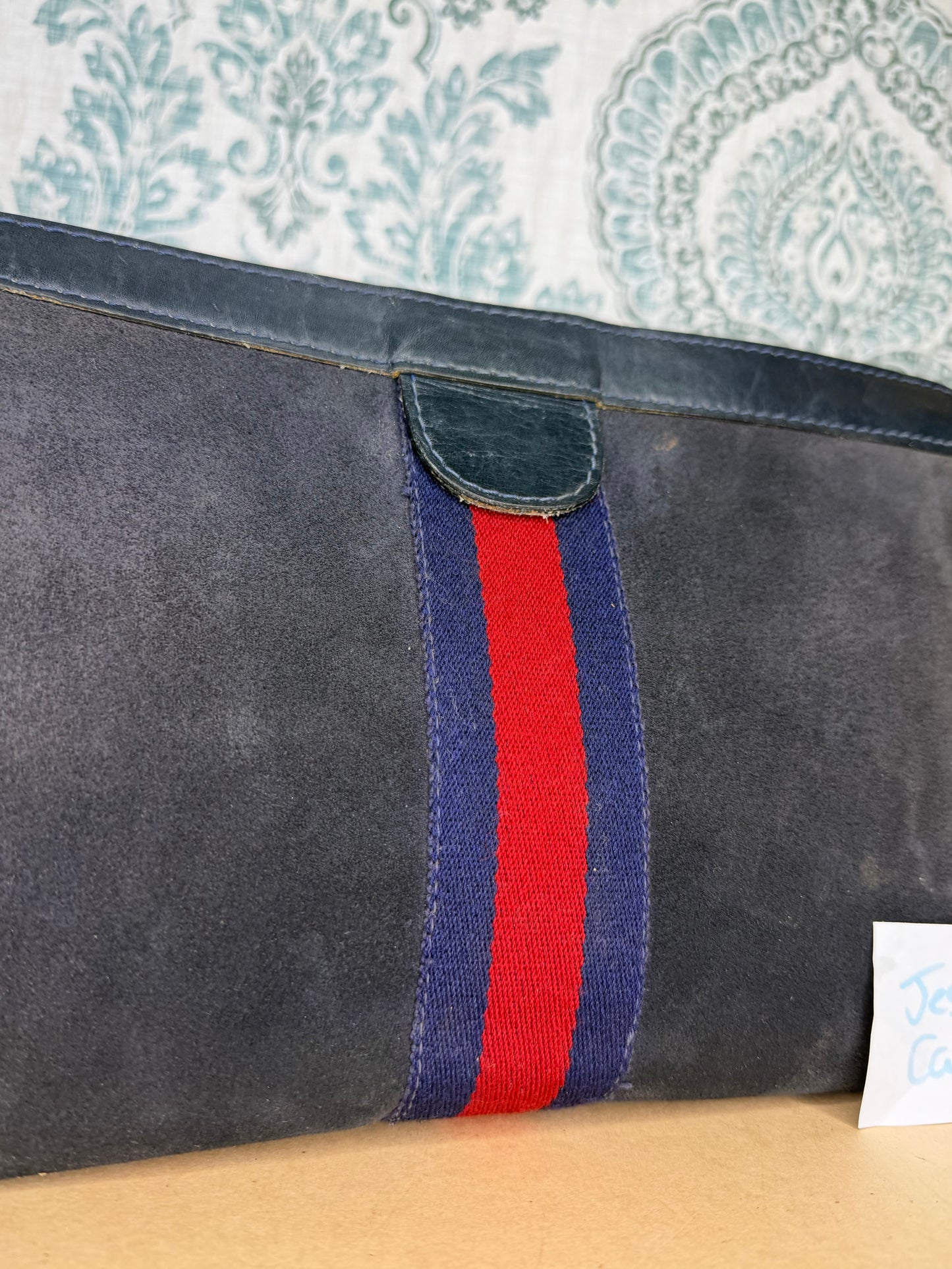 Gucci Black Suede Sherry Line Clutch