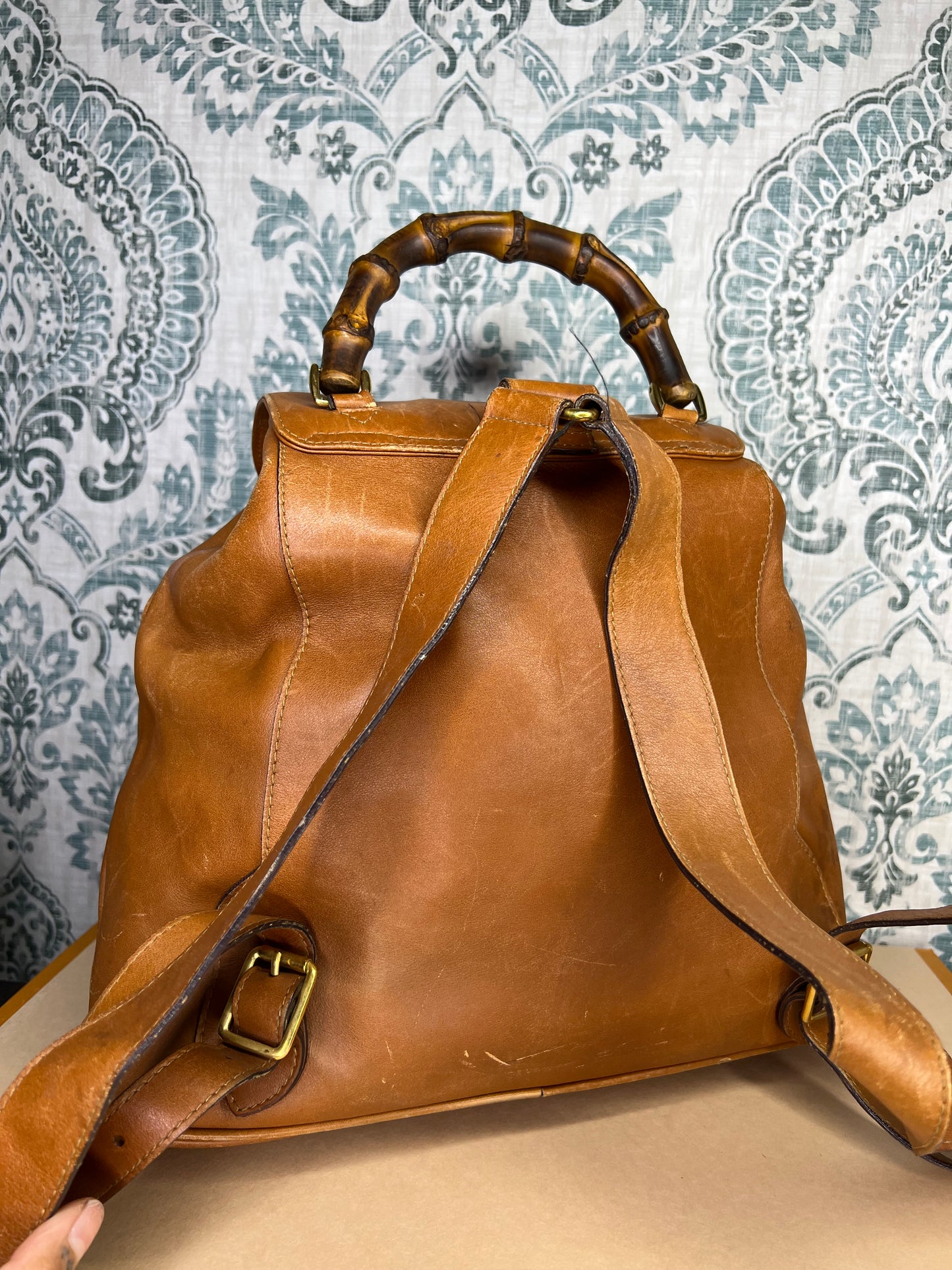 Gucci Bambo Brown Leather Backpack