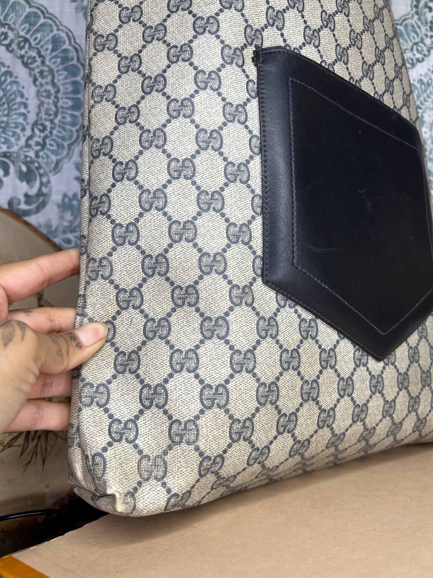 Navy Gucci Supreme Tote