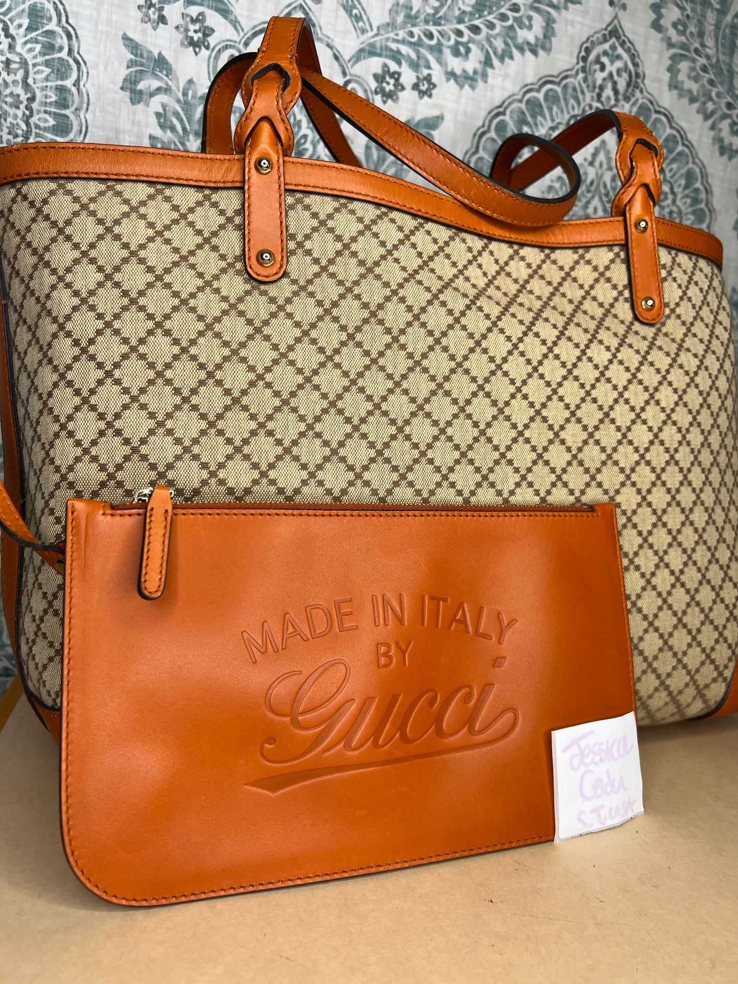 Gucci Diamante Orange Medium Tote with Pouch