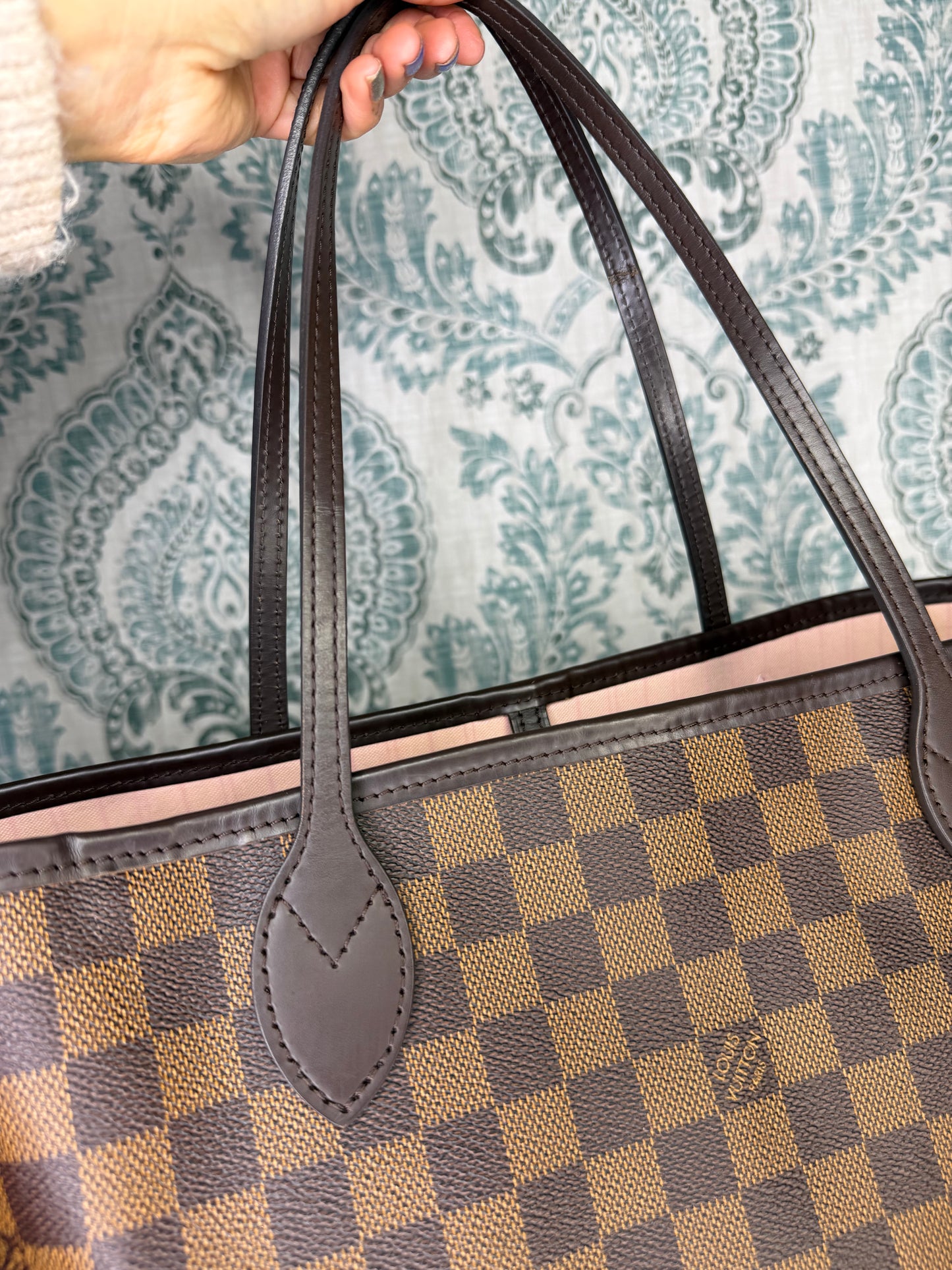 Louis Vuitton Damier Ebene Neverfull MM Rose Ballerine