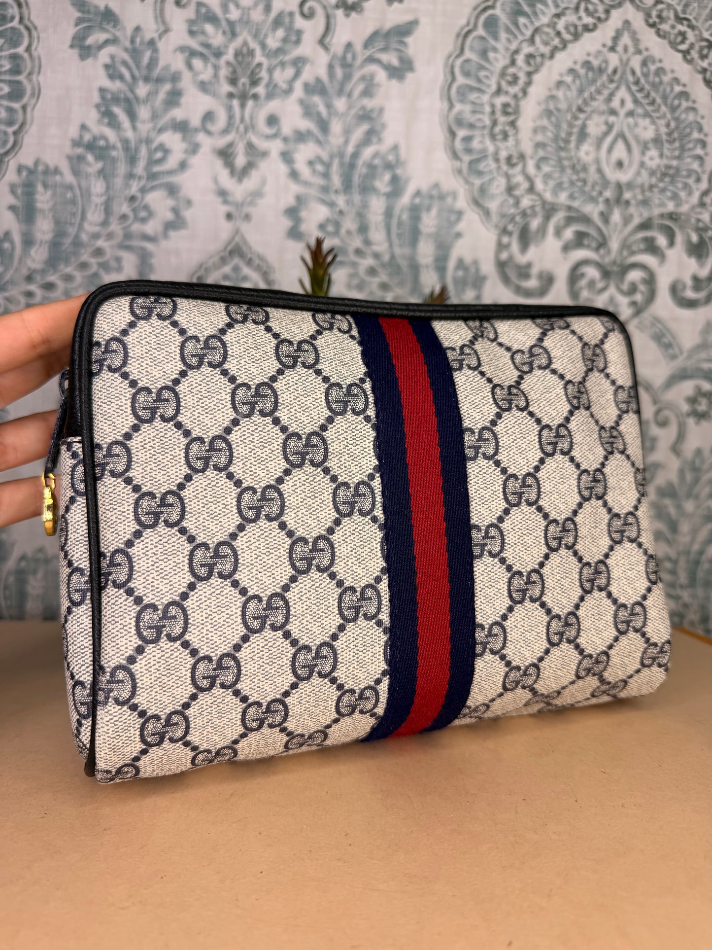 Gucci Navy Sherry Line Clutch