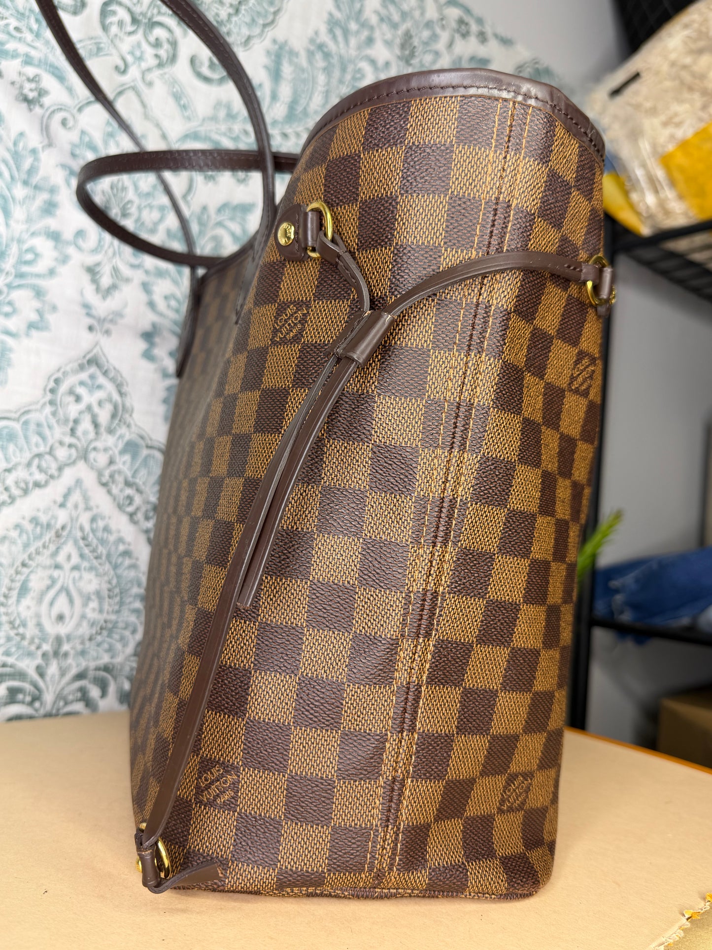 Louis Vuitton Damier Ebene Neverfull MM Rose Ballerine