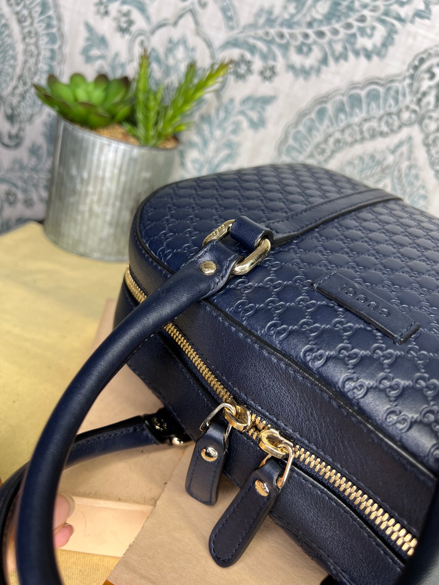 Gucci Navy Blue Microguccissima Bag