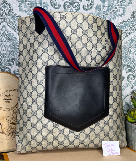 Navy Gucci Supreme Tote