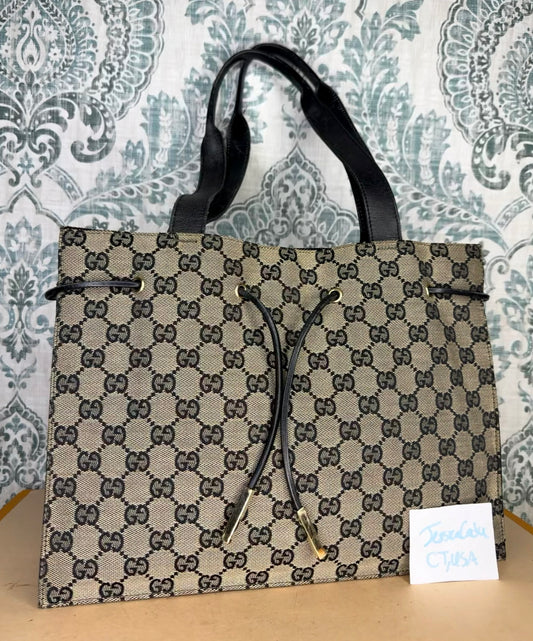 Gucci Black Canvas GG Small Tote