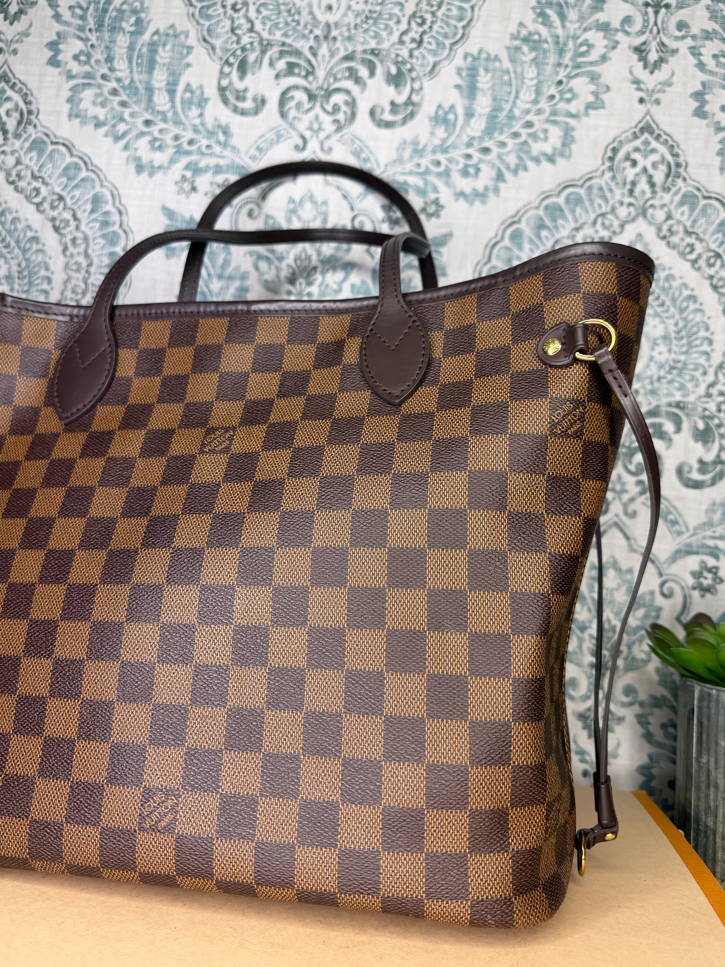 Louis Vuitton Damier Ebene Neverfull MM Rose Ballerine