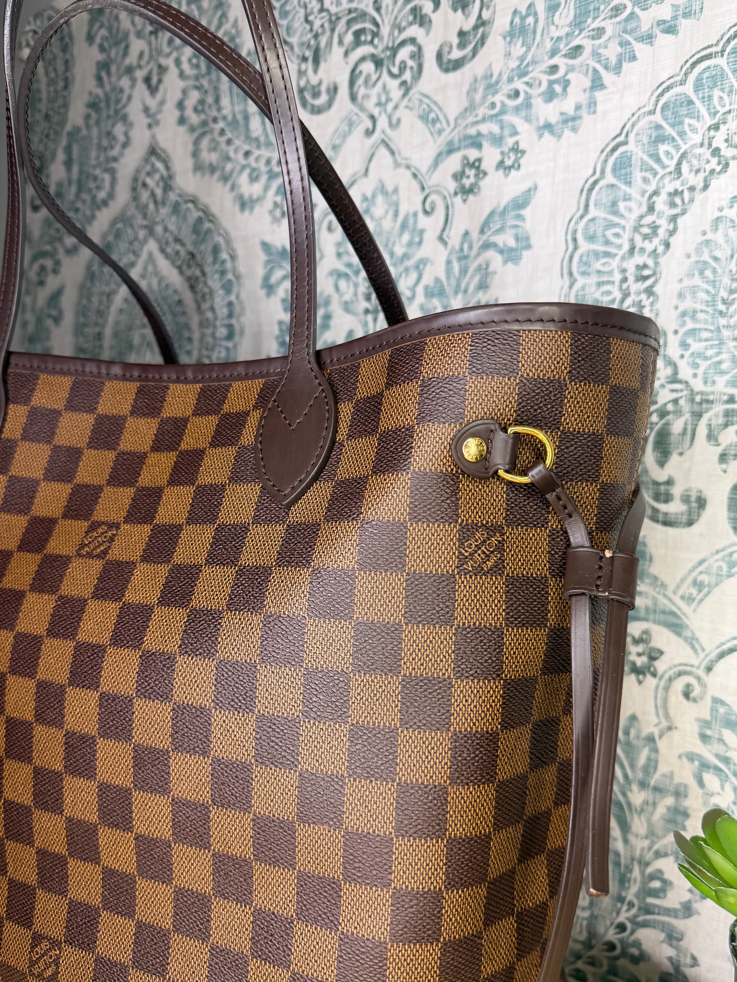 Louis Vuitton Damier Ebene Neverfull MM Rose Ballerine