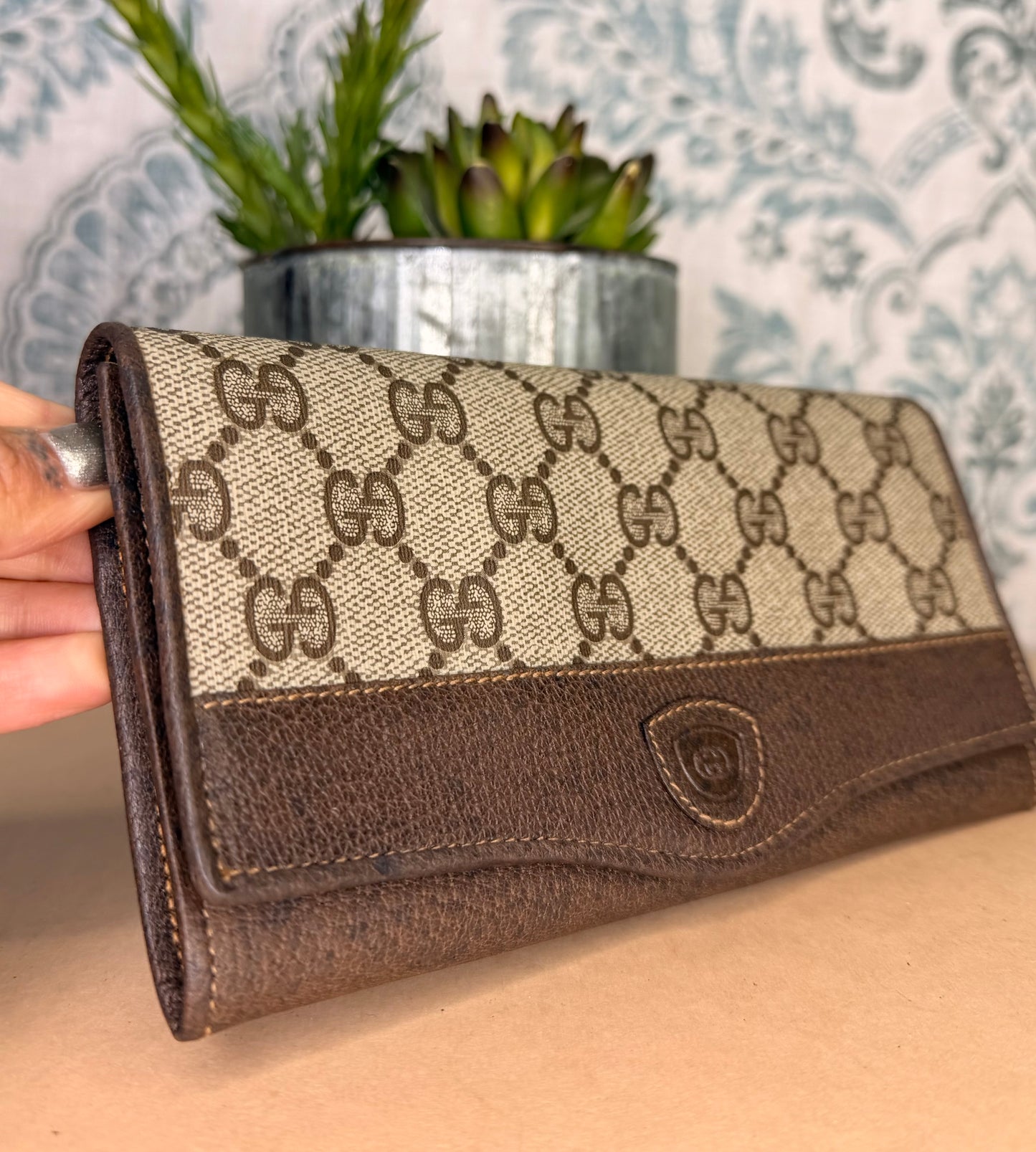 Gucci Canvas Vintage Supreme Long Wallet