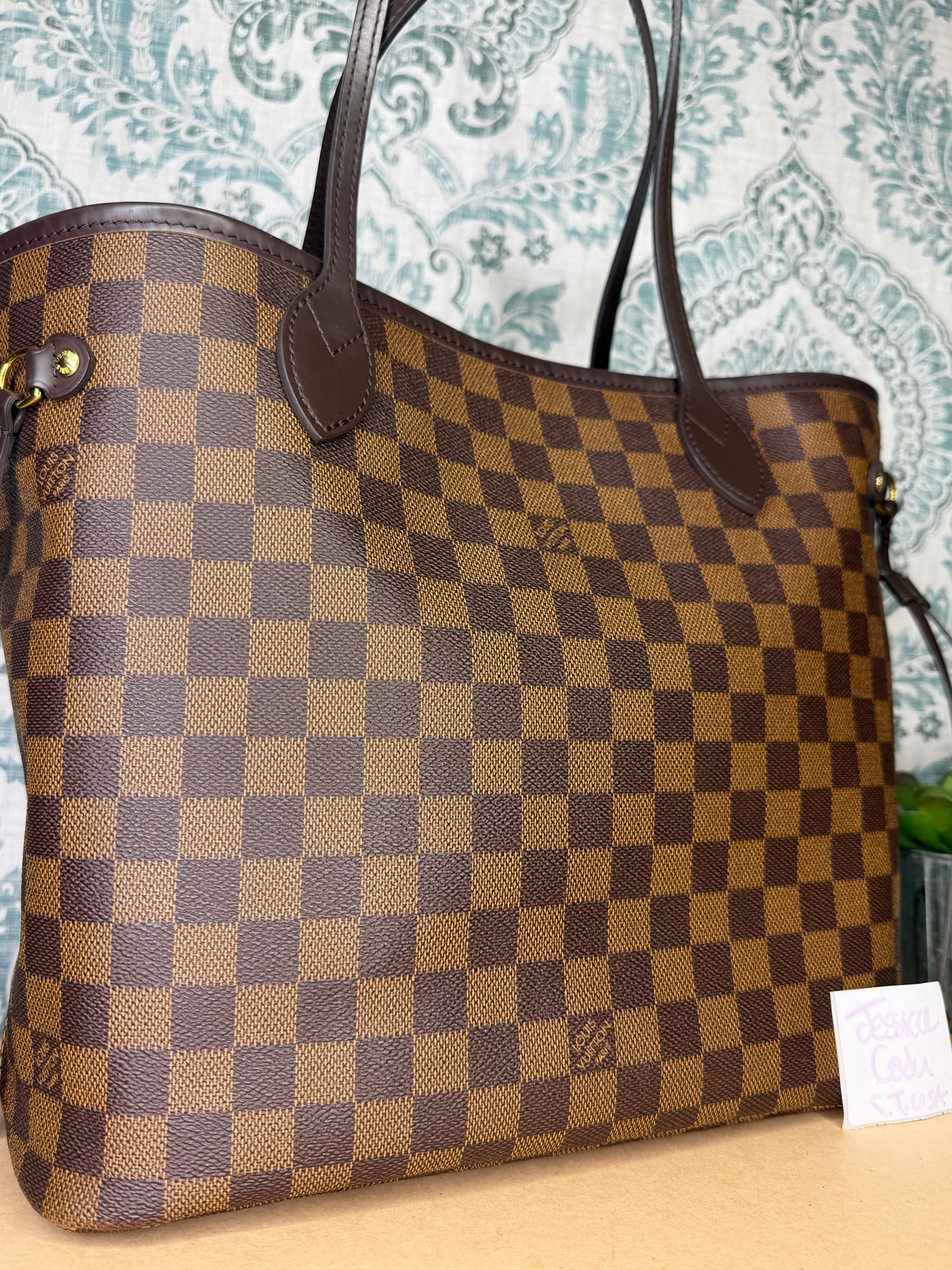 Louis Vuitton Damier Ebene Neverfull MM Rose Ballerine