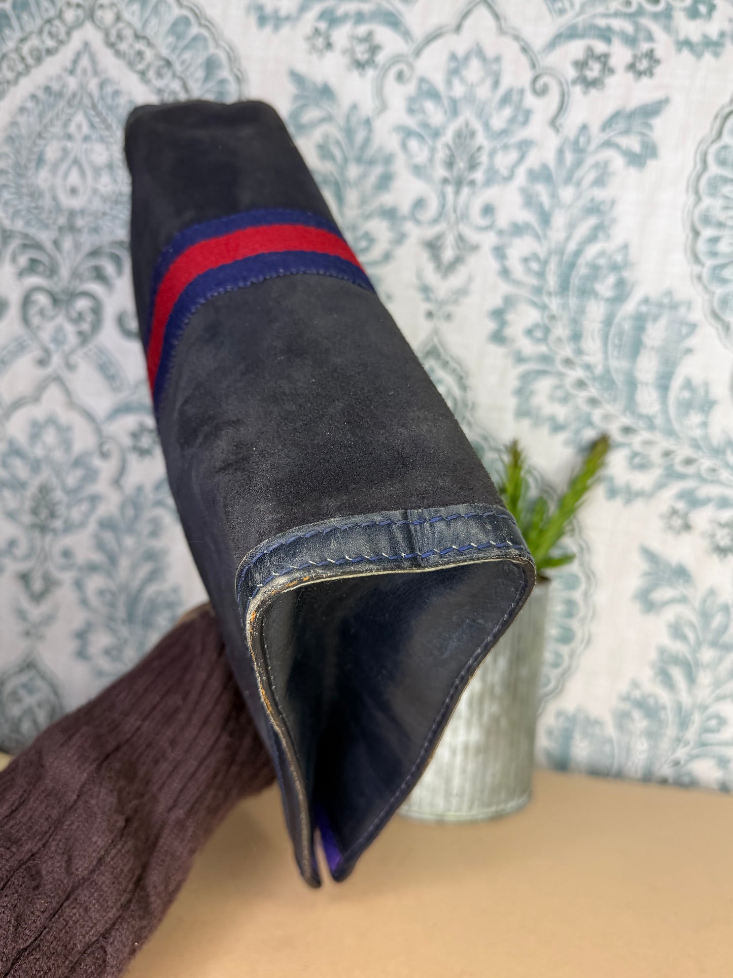 Gucci Black Suede Sherry Line Clutch