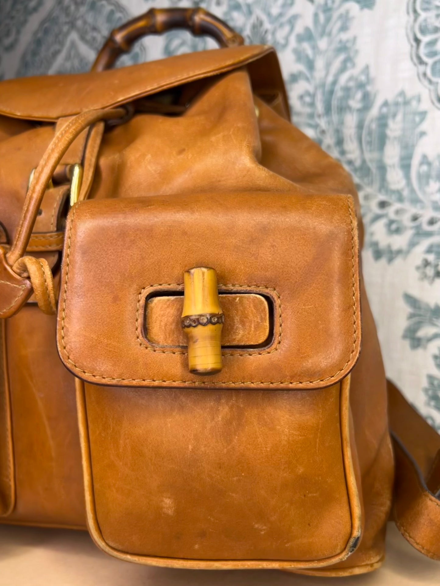 Gucci Bambo Brown Leather Backpack