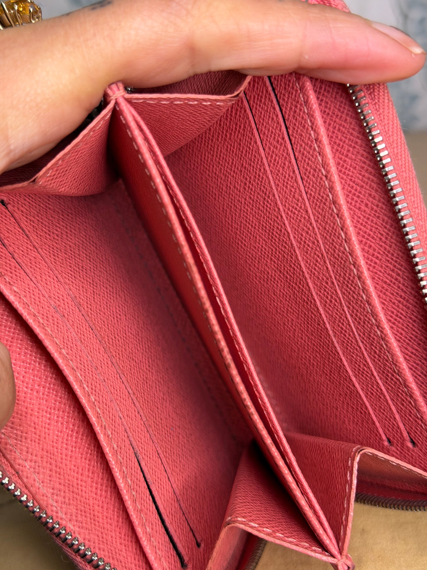 Louis Vuitton Zippy Epi Coin Purse Card Holder Coral