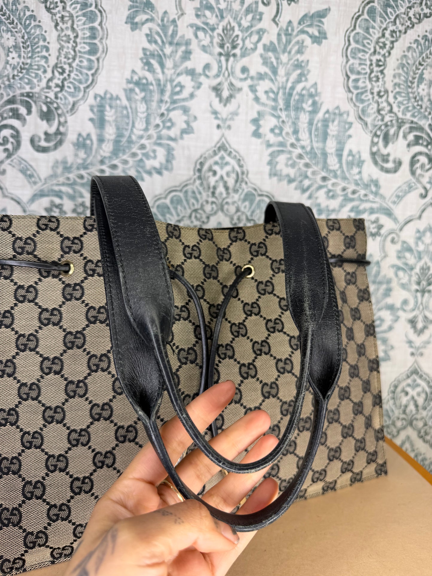 Gucci Black Canvas GG Small Tote