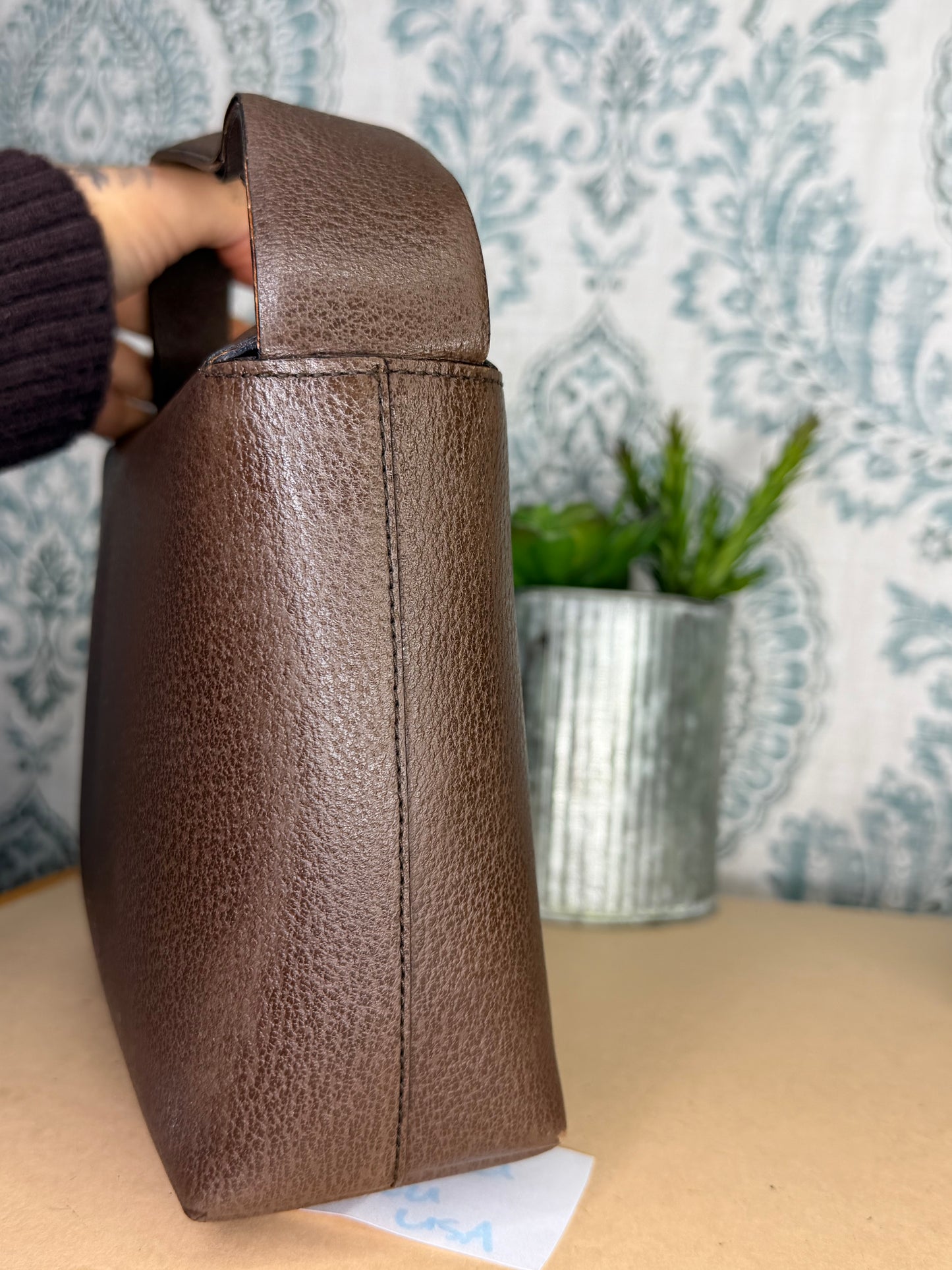 Gucci Vintage Brown Handbag with Pouch